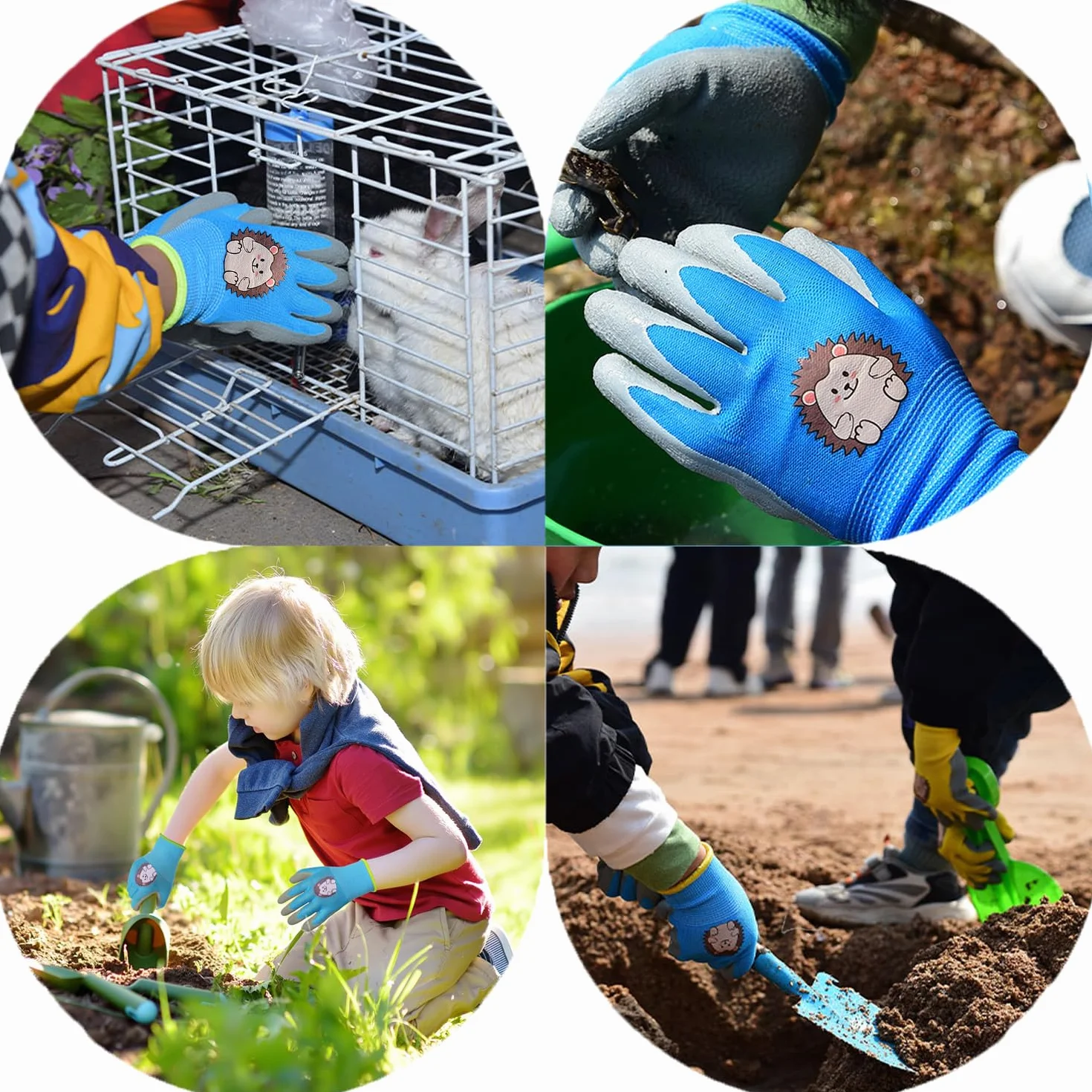 Guantes de Jardinería para Niños 3-5 Años Recubiertos de Goma Agarre Antideslizante