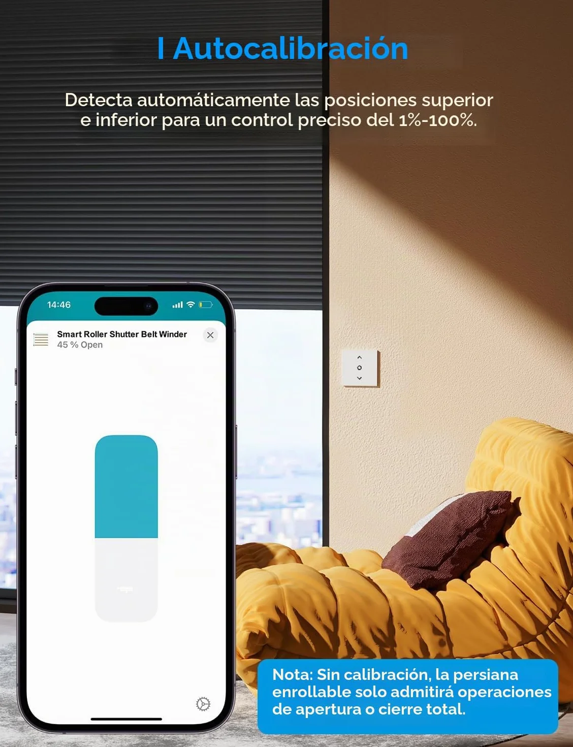 meross Matter Interruptor Persiana WiFi 80x80mm, Compatible HomeKit/Alexa/Google, Control Porcentaje/Voz/App/Programación, Control Local sin Internet, Respuesta Milisegundos (Necesita Neutro)