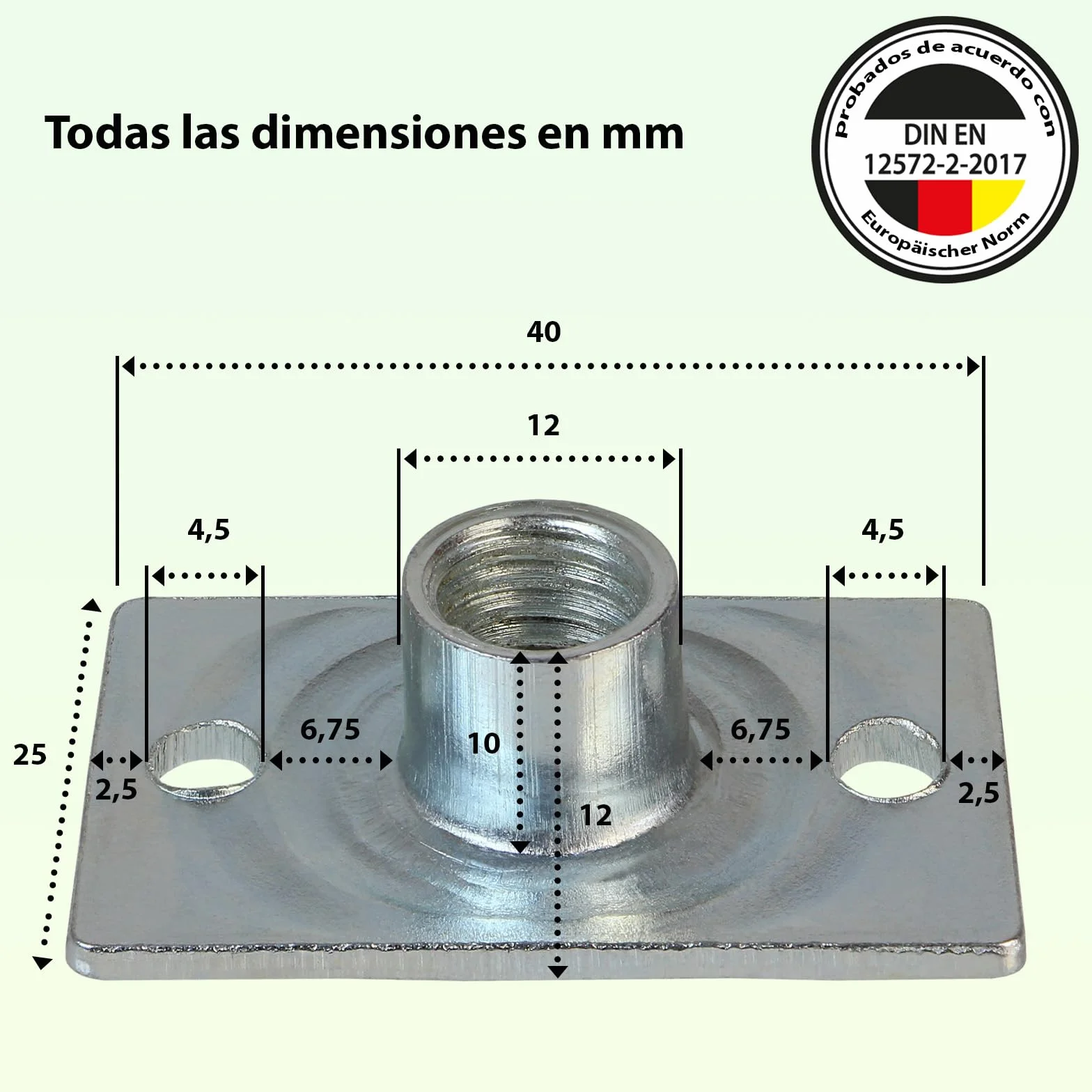 ALPIDEX 100 Tuercas en T M10 para Atornillar, Base Rectangular Galvanizadas DIN EN 12572-2 para Rocódromo, Presas y Muebles