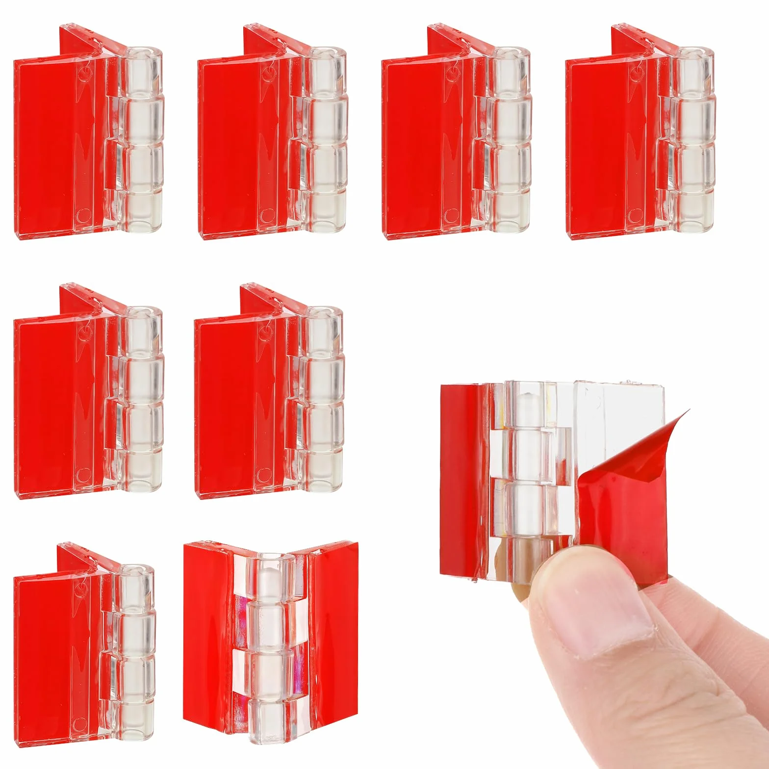Bisagras de plástico transparente autoadhesivas, bisagra de piano continua, bisagra plegable para muebles y acuario