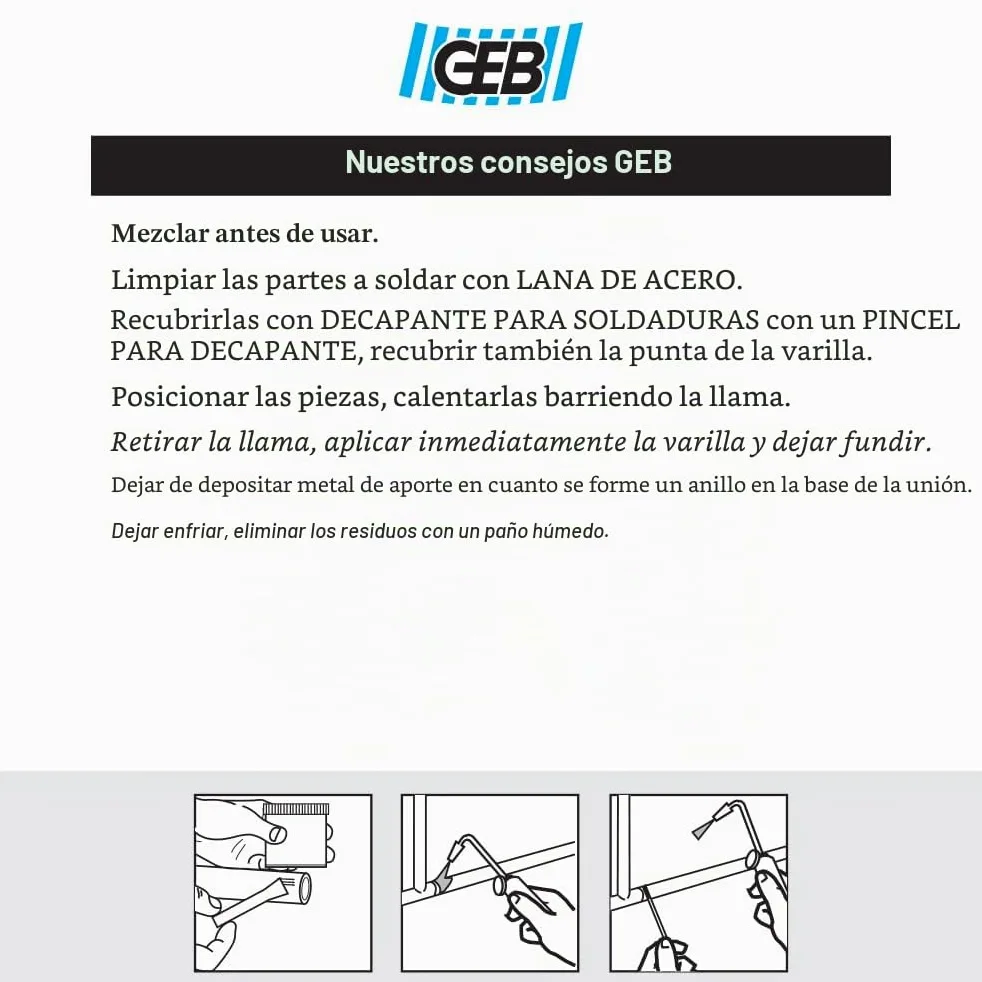 GEB Varillas para soldadura de metal – 40% plata – Lote de 2 palillos