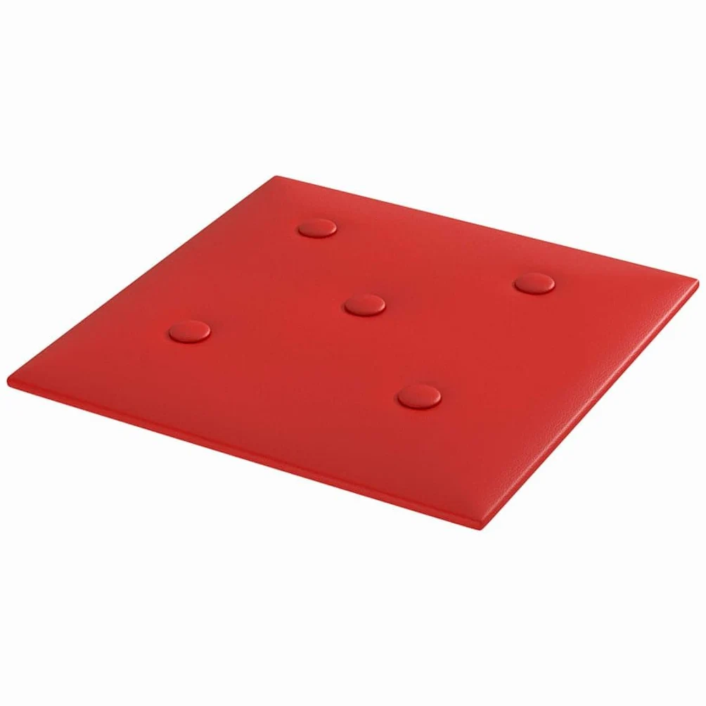 vidaXL 12x Paneles de Pared Dormitorio Sala de Estar Comedor Decoración Interior Salón Revestimiento Autoadhesivos Cuero Sintético Rojo Tinto