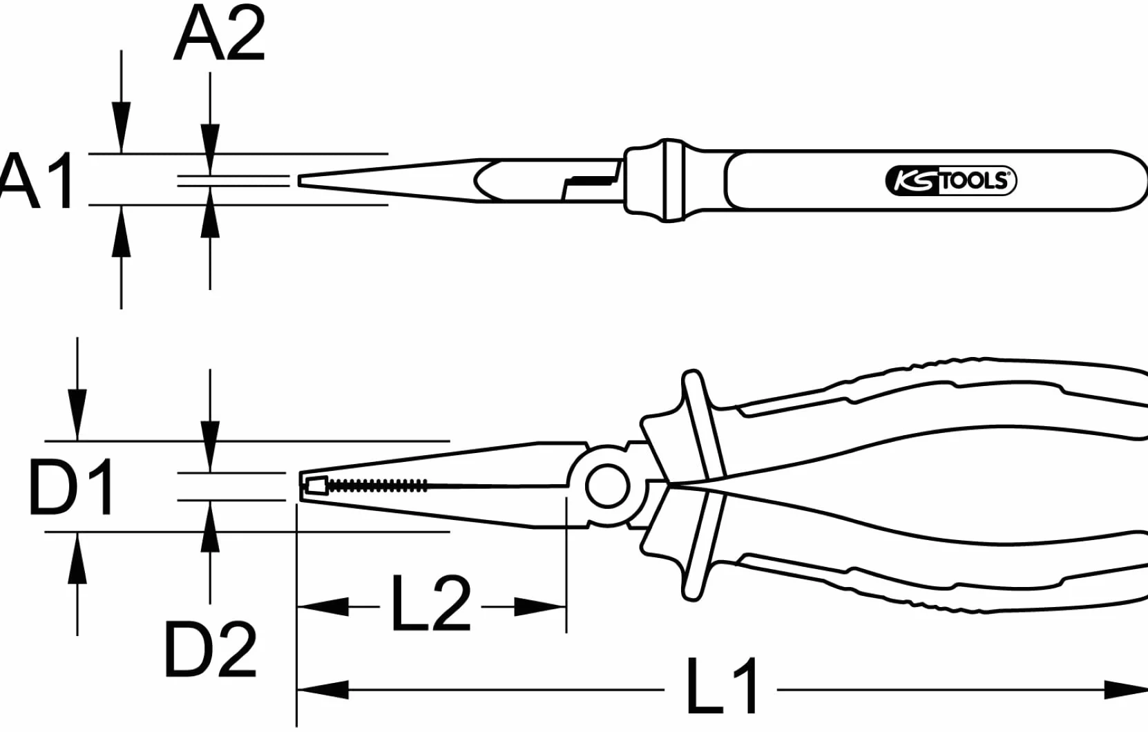KS Tools 150.2023 Alicates para caperuzas de tuercas de ruedas, 200mm