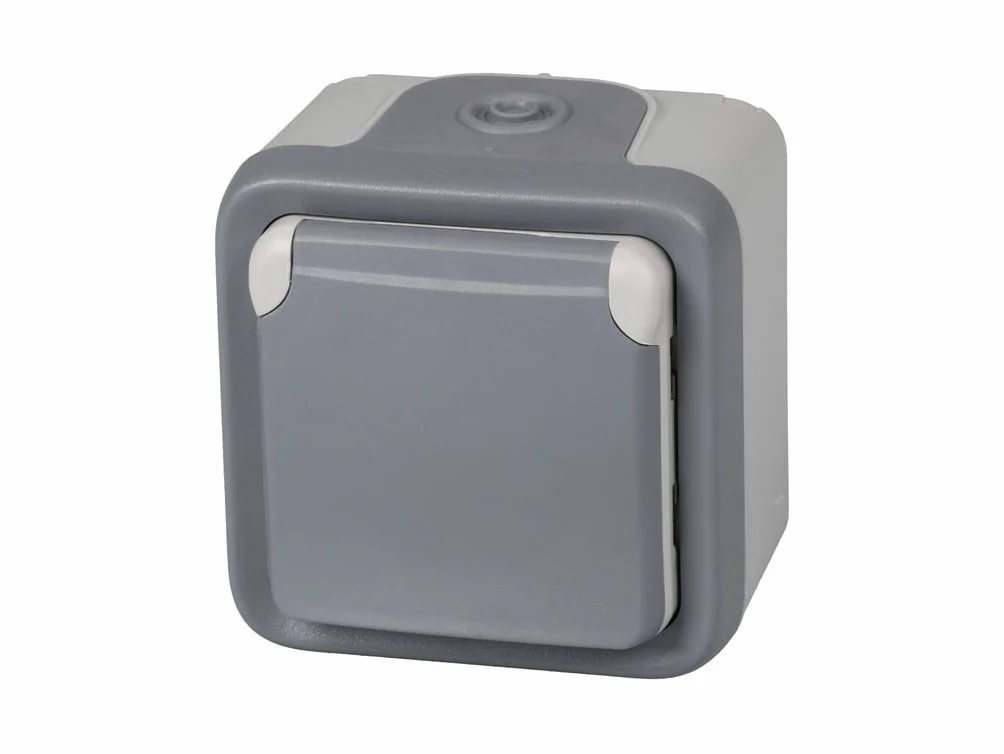 legrand 191504 Base De Enchufe Estanca Con Tapa Para Superficie, Gris