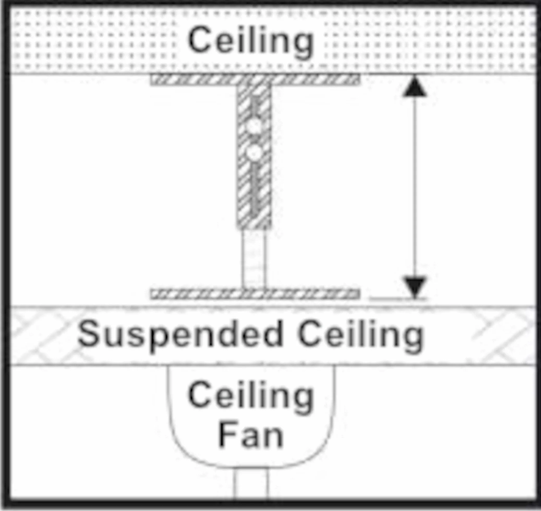 Casafan Sistema de suspensión, tubo de fijación para techos suspendidos, altura del sistema de suspensión: 200 hasta 350 mm.