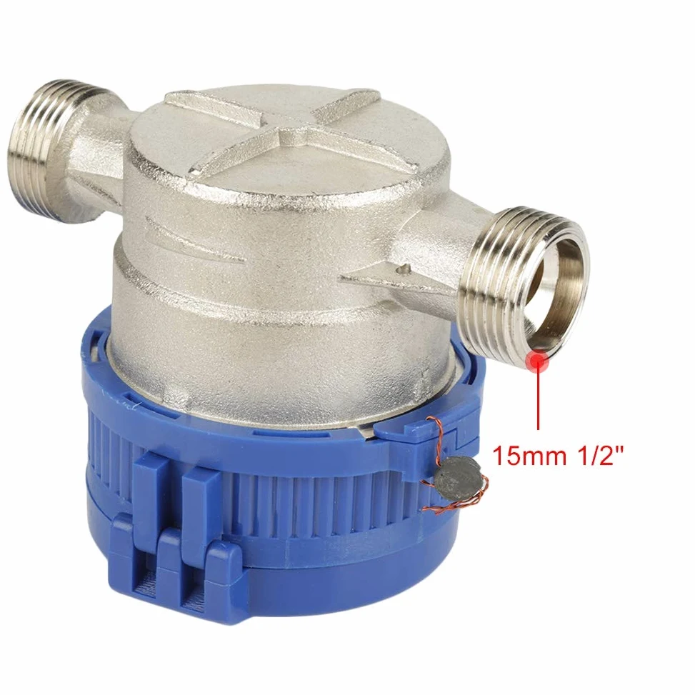 Medidor de Agua fría 15 mm y 1/2 Pulgada con Accesorios para Uso en el jardín y el hogar