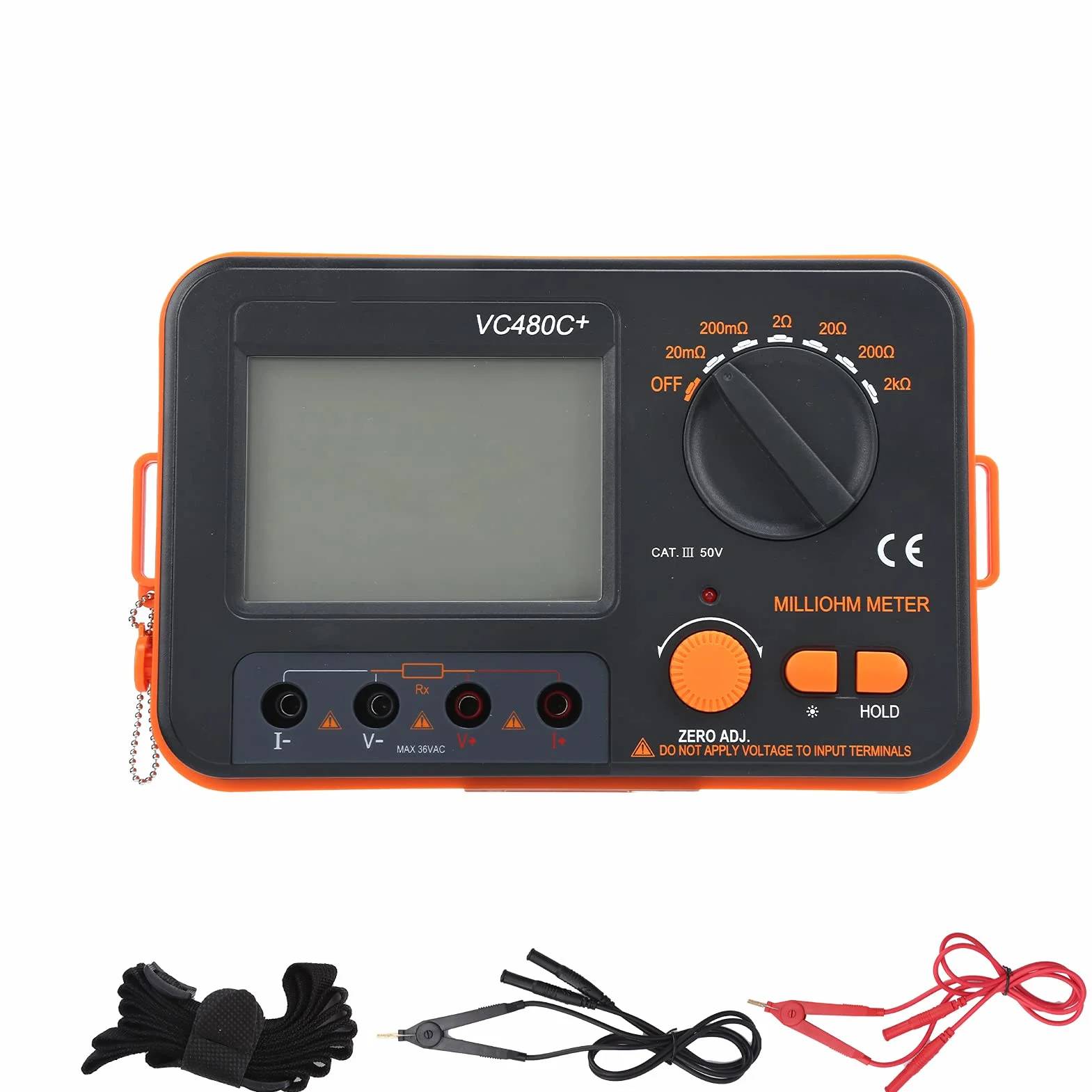 VC480C Digital Milliohm Meter 4-Wire Low Resistance Tester LCD Display 0.01MΩ-2kΩ