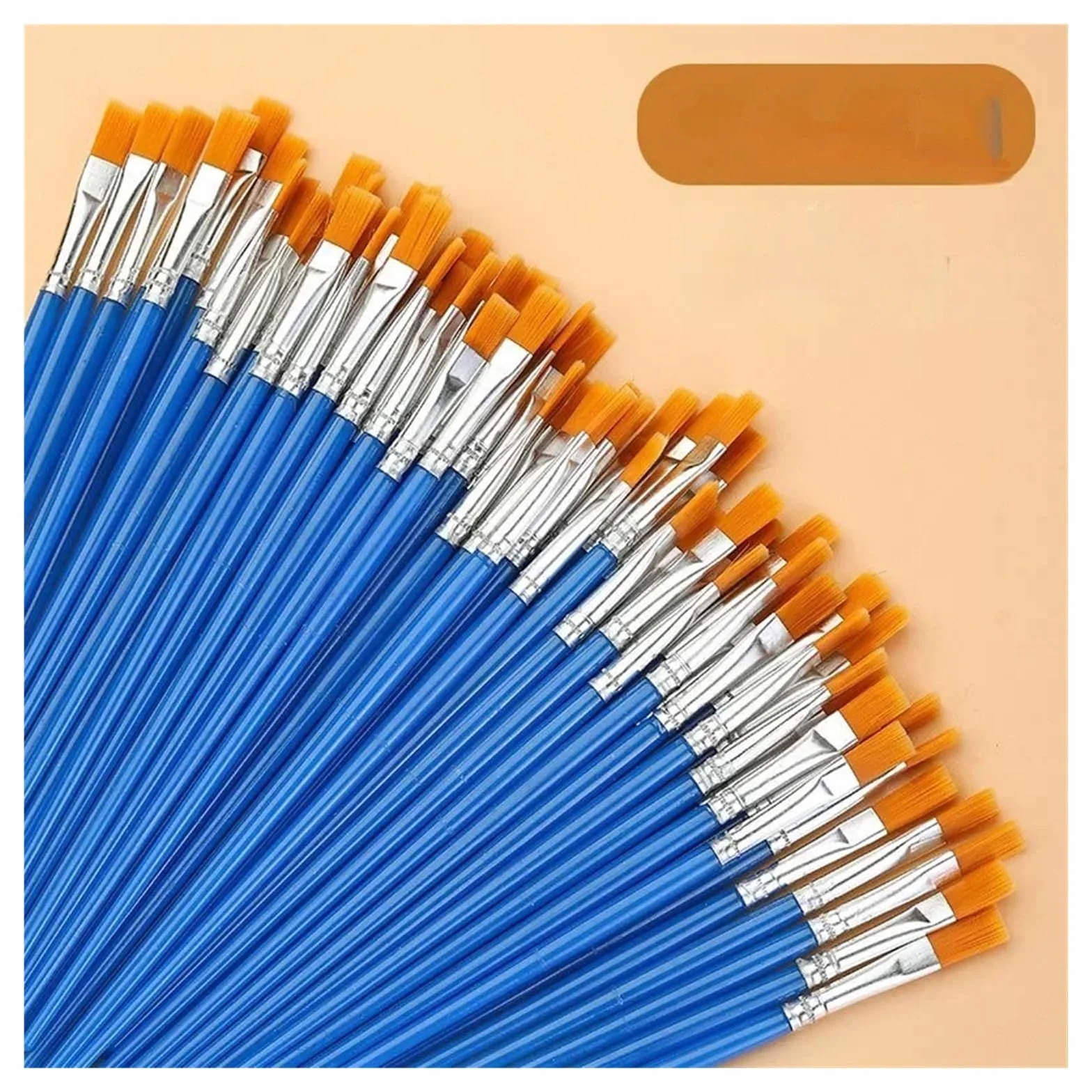 Brochas Pintura Juego de Pinceles Pintura Pelo Plano Redondo, Pincel con cerdas Nailon for Acuarela al óleo, Suministros Arte Escolar, 10/20/50 Uds(50 PCS Flat Brushs)