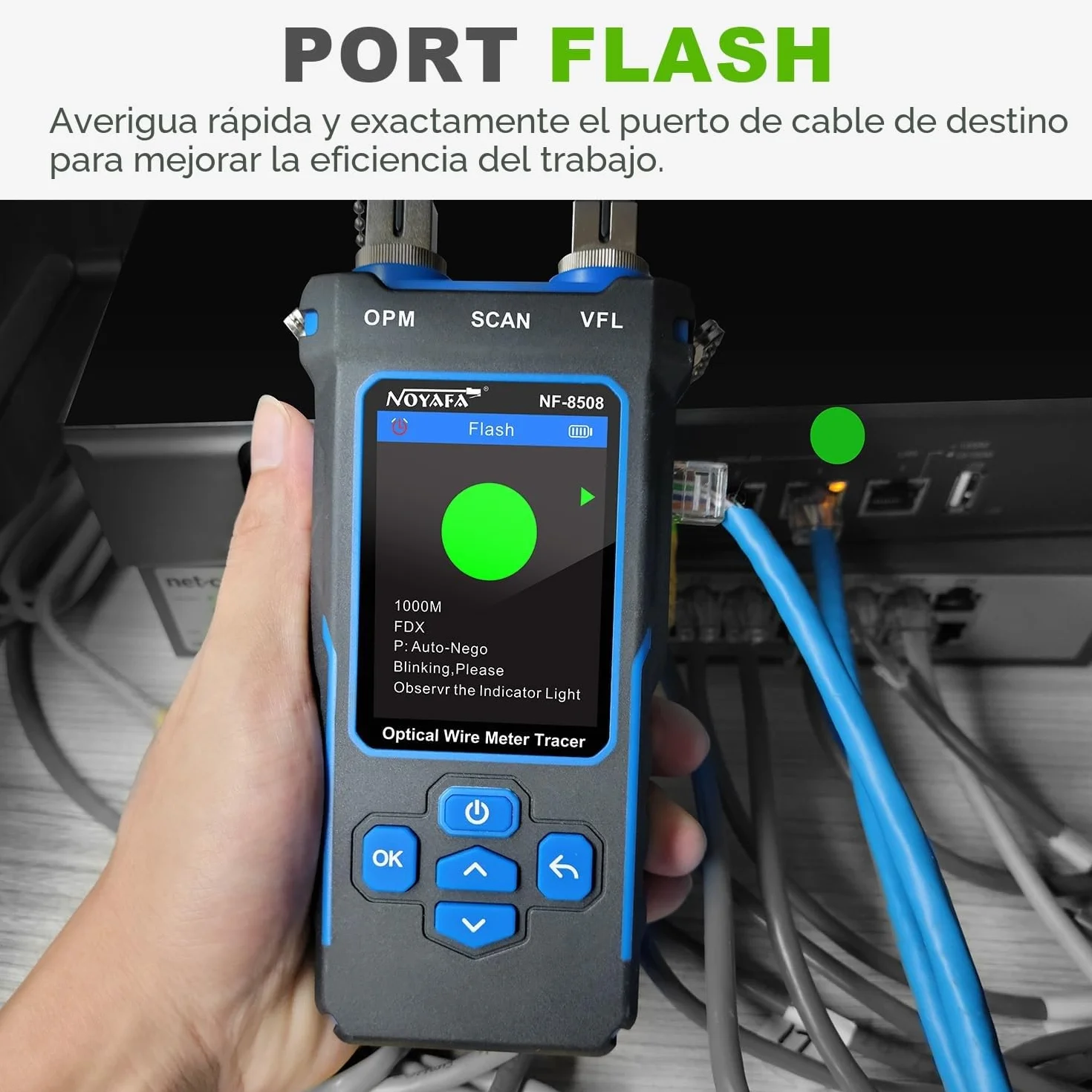 NOYAFA NF-8508 Probador de Cables Red Ethernet Medidor de Potencia Óptica Tester RJ45 RJ11 VFL PoE NCV Longitud Mapeo Cat5 Cat6