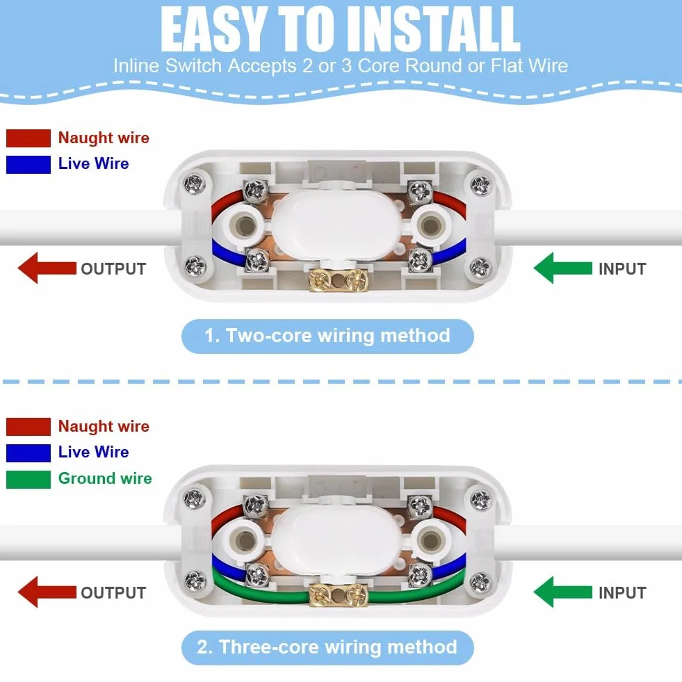 AXFEE 1 Pieza Interruptor Lampara Torpedo, 6A 250V Interruptor de Alimentación en Línea, Interruptor de Cable en Línea Botón, para electrodomésticos pequeños o lámparas, Blanco