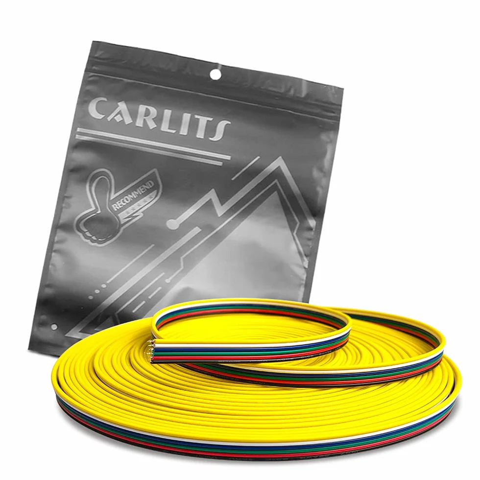 22 AWG 6 pin 6x0.3mm² 20m RGBWW Cable de Extensión Línea Alámbrica Cobre Estañado Trenzado para 6 Colores RGB CCT Tira de Luces LED 3528 5050