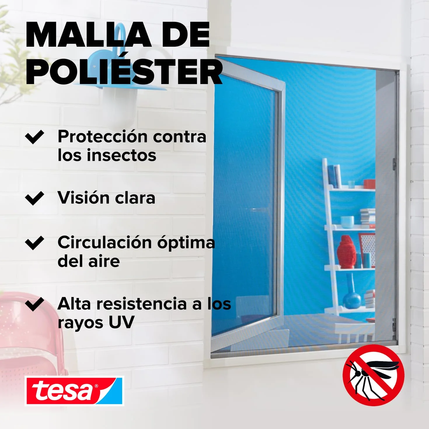 tesa INSECT STOP H&L Fly Screen for Window - mosquitera con cinta autoadhesiva, corte a medida, sin taladrar, antracita - 3x 130 x 150 cm