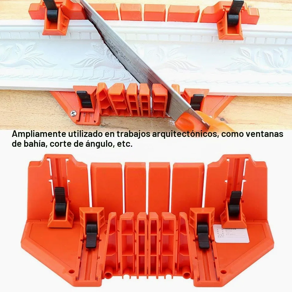 Caja de ingletes de sujeción, caja de inglete de plástico de 14 pulgadas, caja de inglete de poda, sierra de mano, herramienta de carpintería para cortar madera con abrazadera