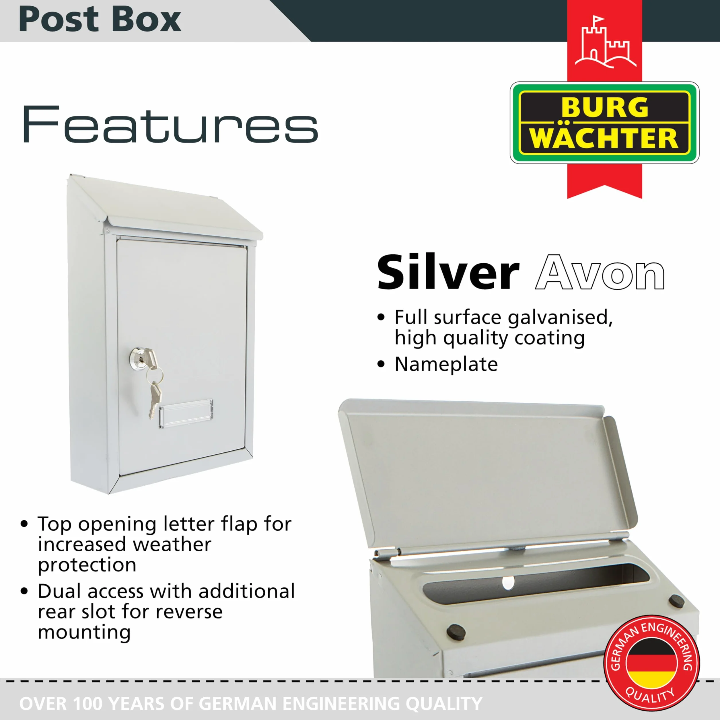 Sterling MB09S - Buzón Avon - Compacto - Silver - Montaje en pared