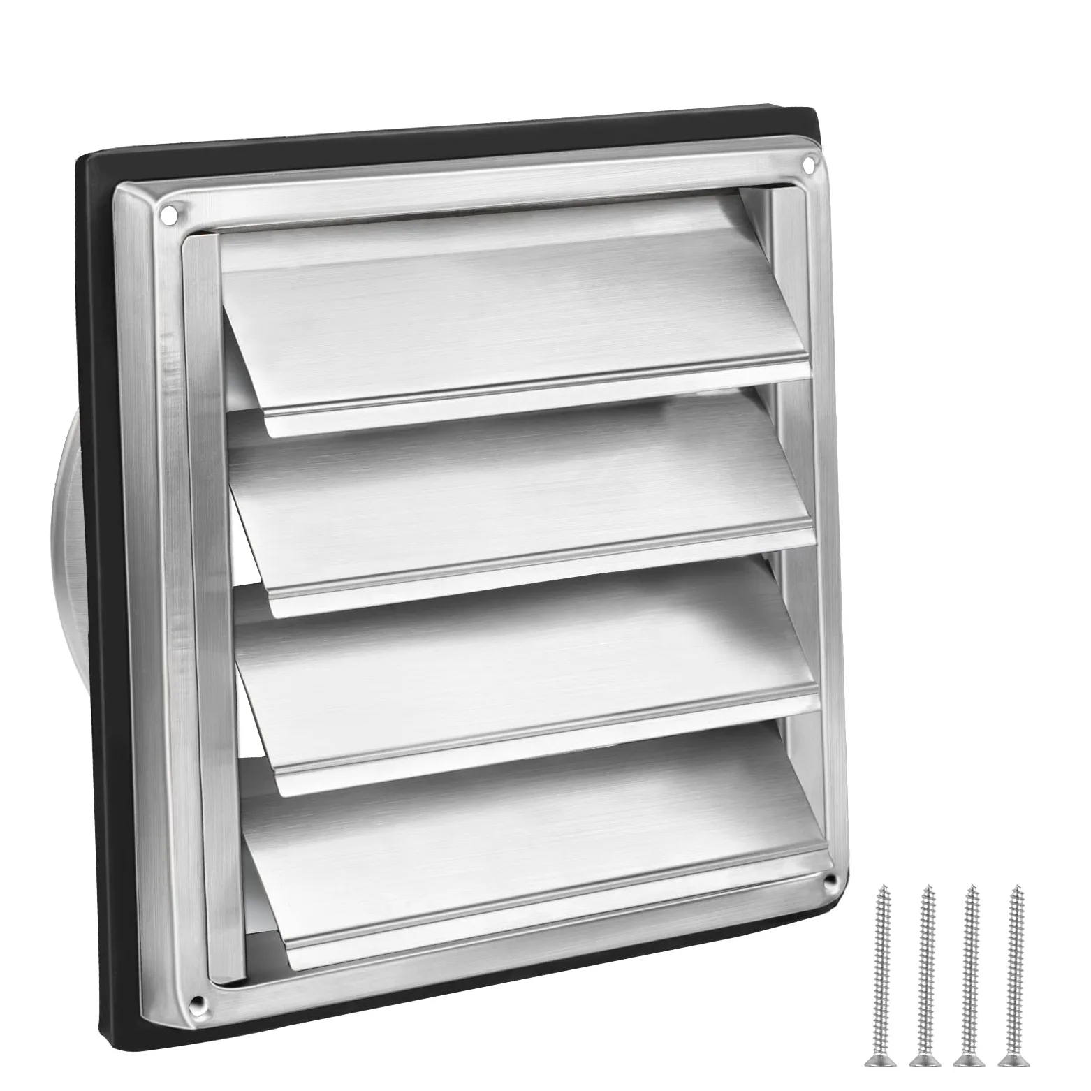 LALAGO Rejilla de ventilación 100mm, Amortiguador de Reflujo Rejilla de protección contra la intemperie de Acero inoxidable con lamas móviles, Rejilla de Lamas Rejilla de ventilación Ø100mm