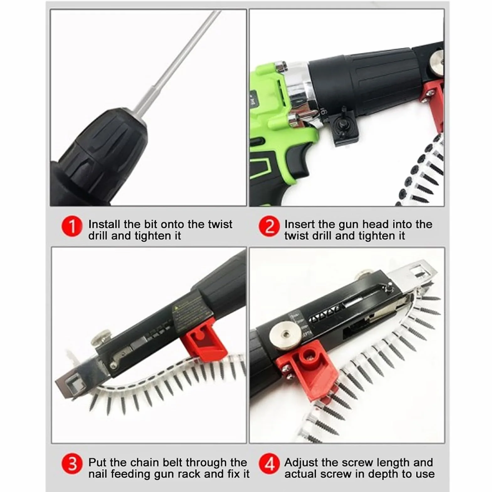 Adaptador de Cadena de Taladro de Tornillo para Pistola de Taladro eléctrica, Rango de Mandril de 41 mm a 46 mm, Accesorio de Pistola de Tornillo Giratorio para carpintería