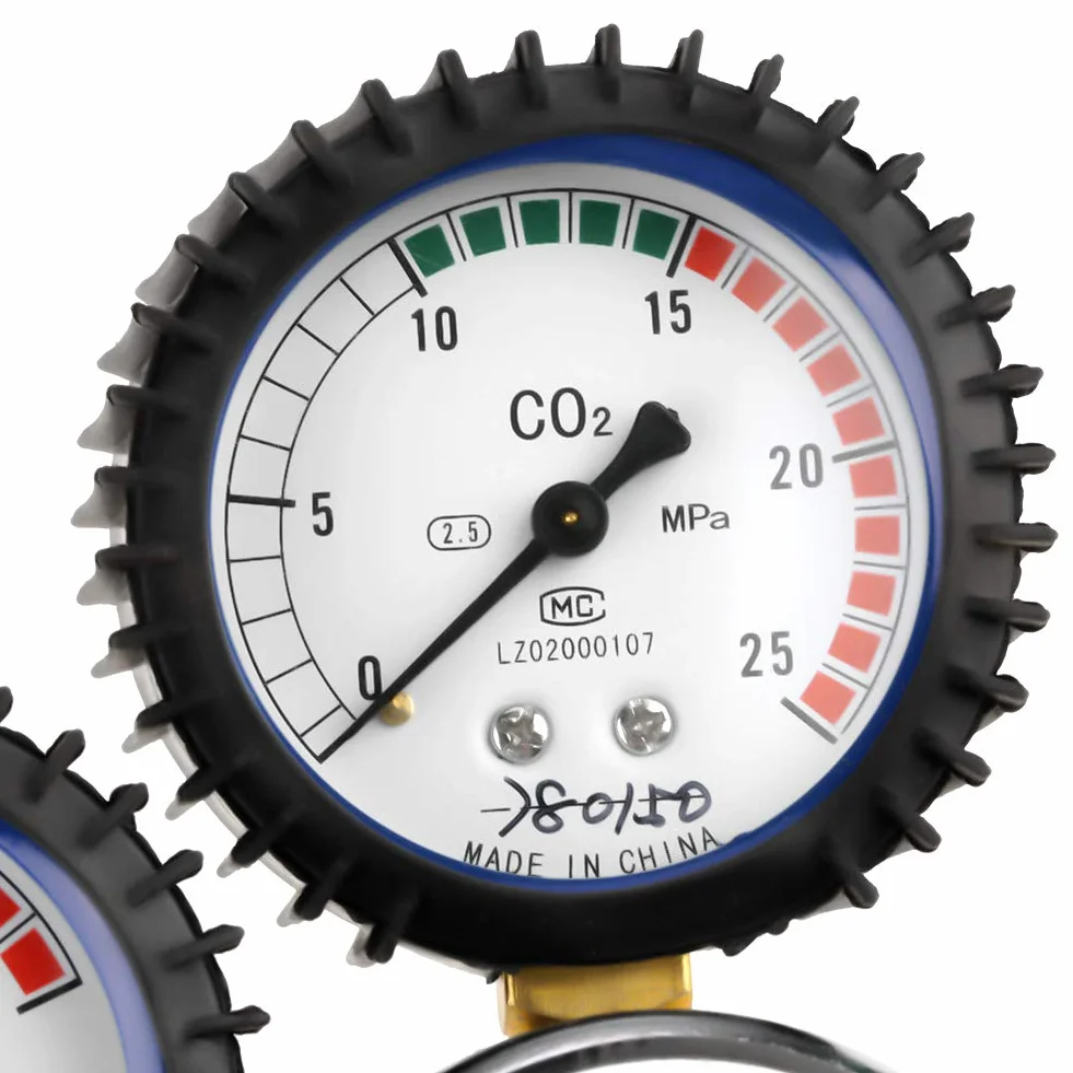 G5/8 Regulador de presión del CO2, reductor de presión de la soldadura del dióxido de carbono del regulador de la botella de gas del CO2, Relojes de manometro de máquina de soldadura