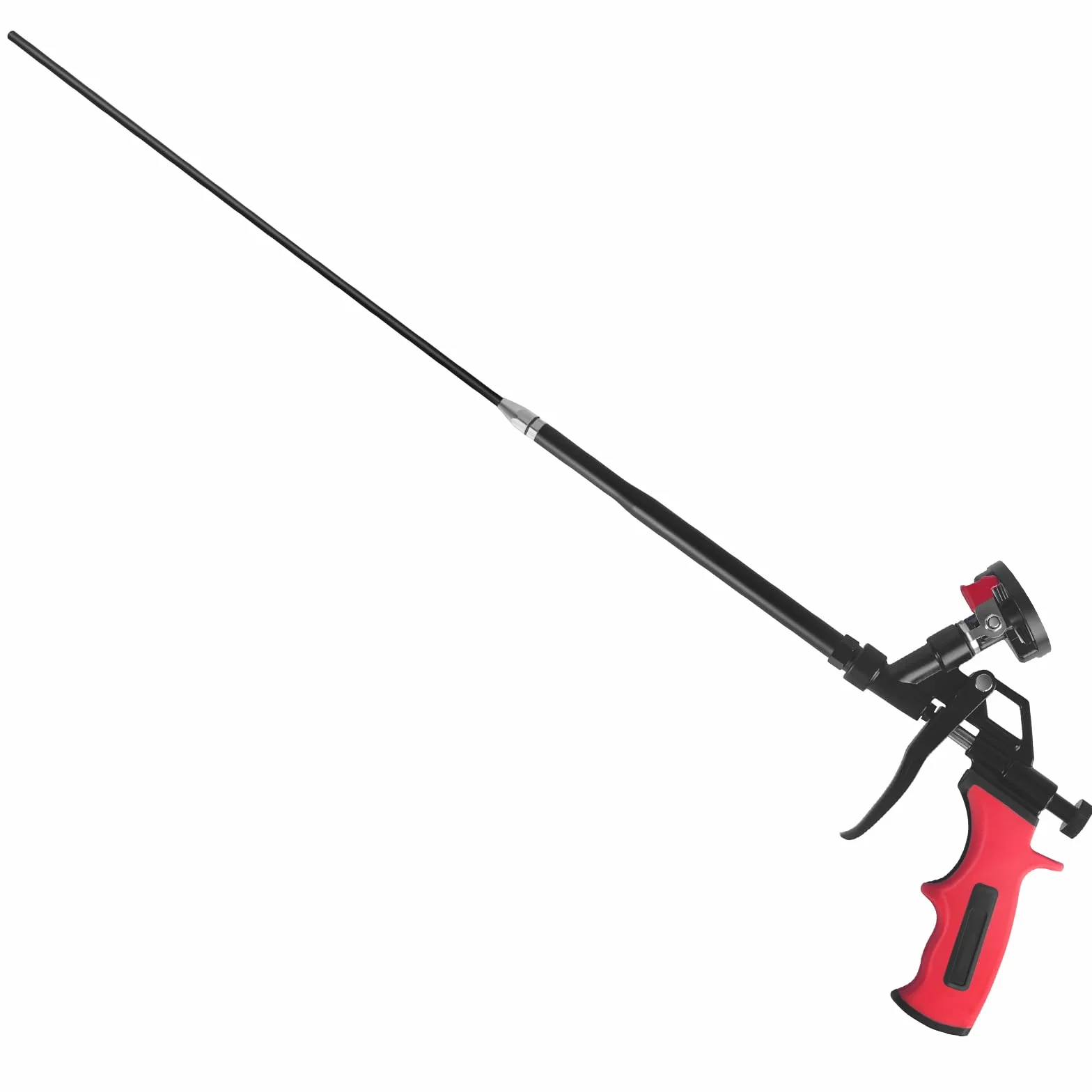 Pistola de espuma extensible 63cm - Cesta recubierta de PTFE antiadherente, pistola de espuma para aislamiento, pistola profesional para sellado, relleno, proyectos DIY (Roja)