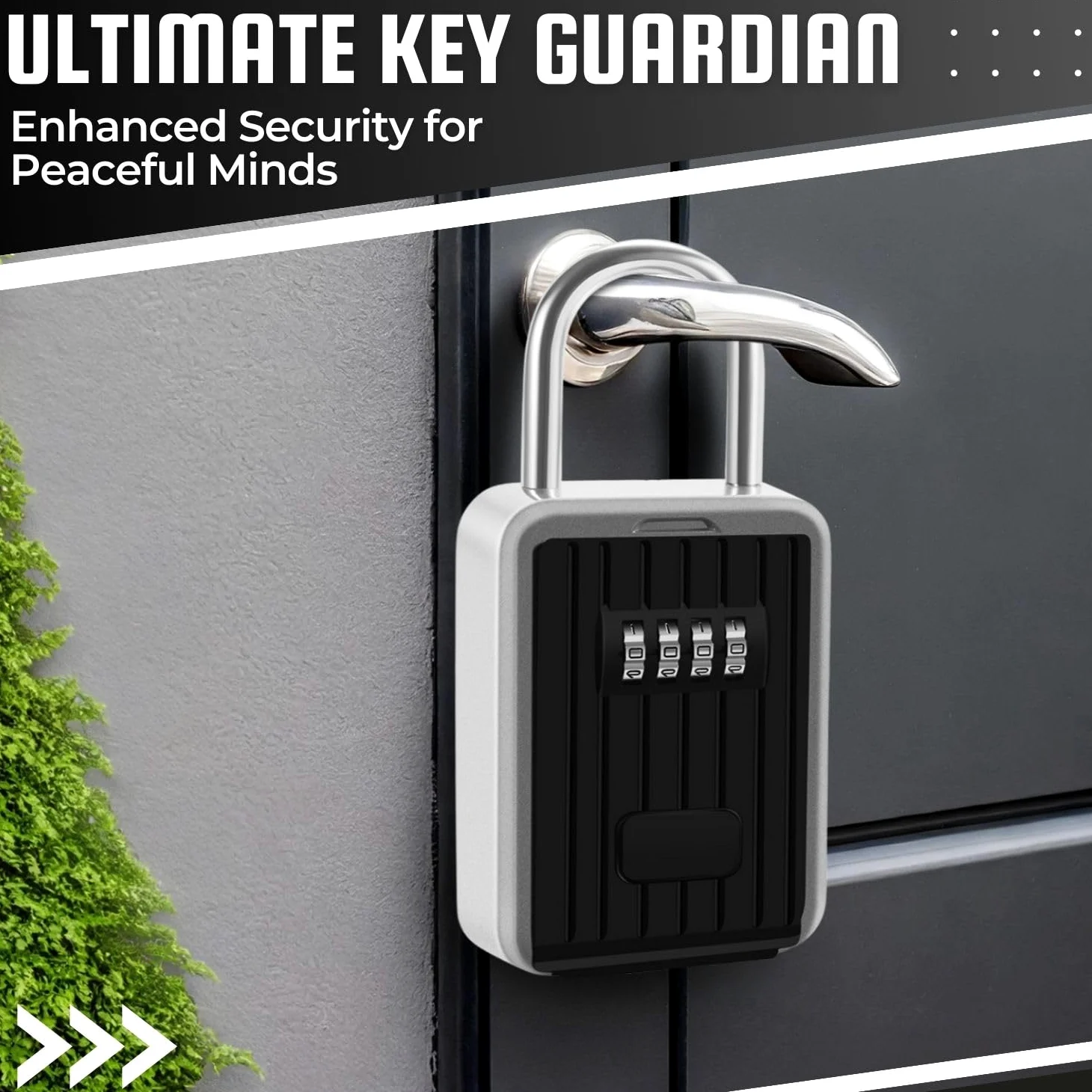 Flexzion Key Lock Box - Portable Lockbox for Keys Outdoor - 4 Digit Code Combination Lock Box for Key Safe Security - Weather Rust Resistant Key Lock Box for Outside, Car, Door, House, Travel