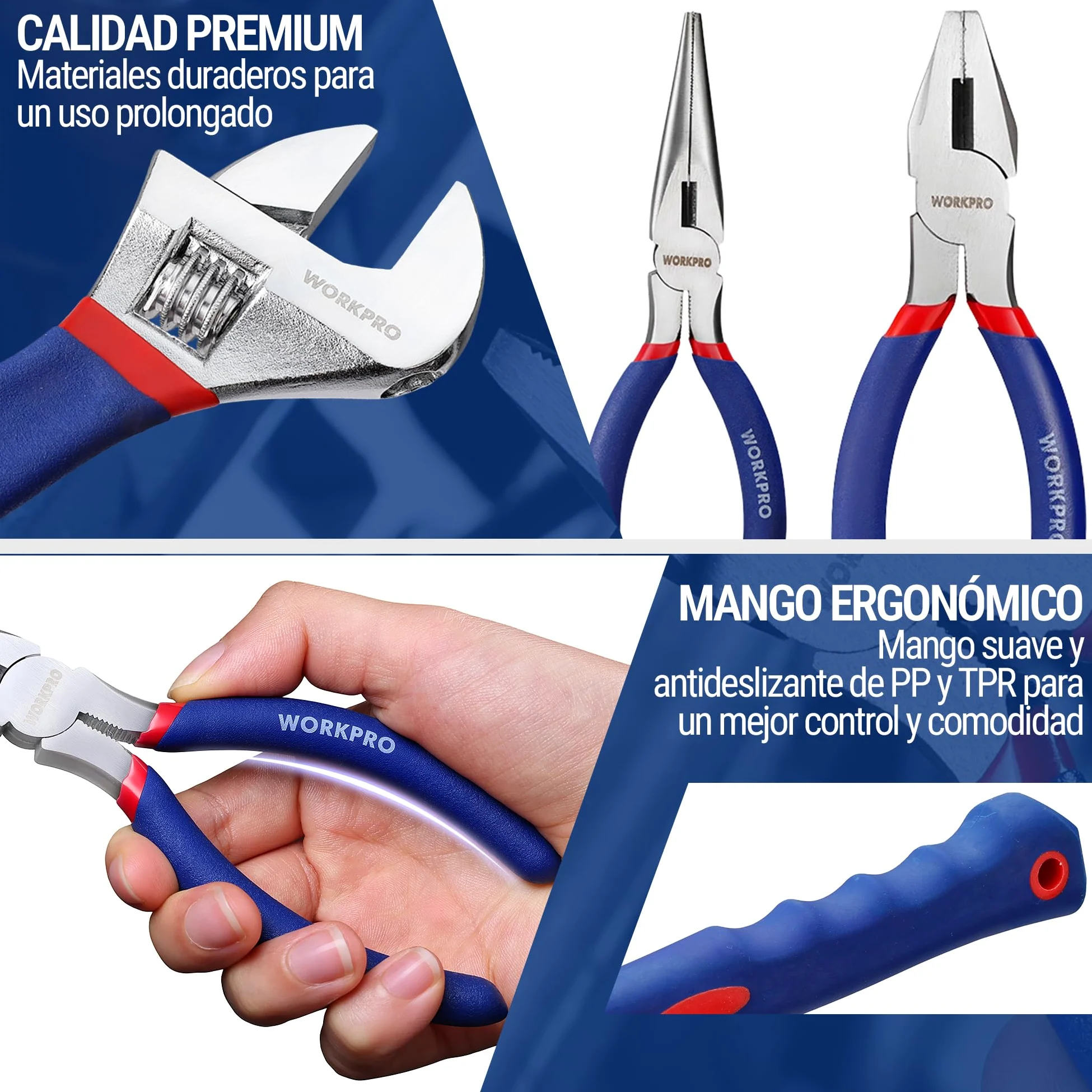 WORKPRO Juego de Herramientas Básicas 100-piezas, Herramientas manuales con Bolsa, Set de Herramientas Profesionales para Bricolaje y Arreglos Diarios
