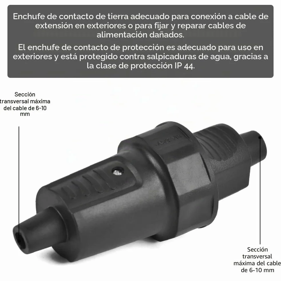 TIMESETL Enchufe Macho y Hembra IP44 16A/250V Exterior Impermeable para Cables 6-10MM