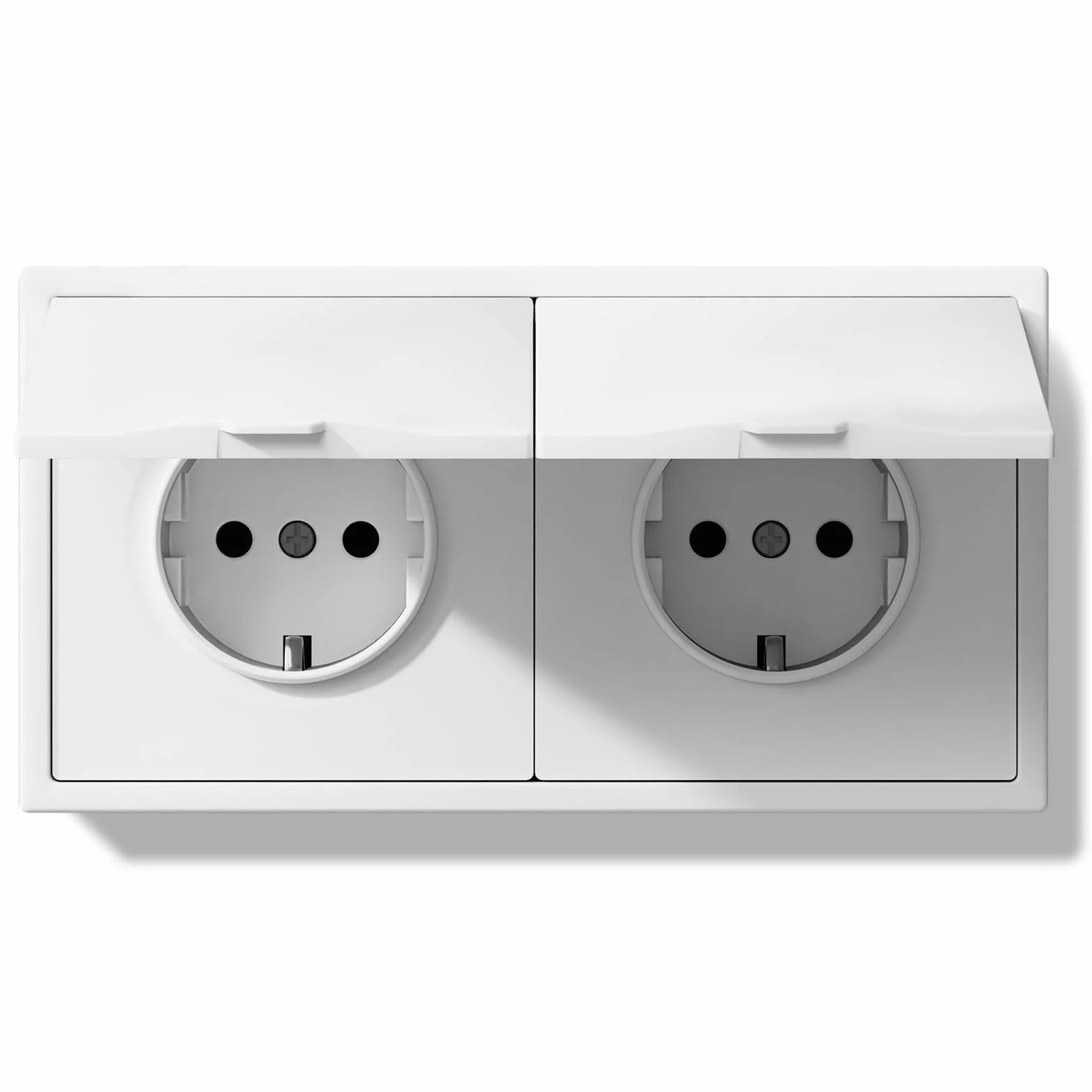 BSEED Enchufe Pared con Tapa Impermeable, Enchufe Doble Empotrable de PC con Garfio, Enchufes Blanco 2 Gang 150 * 80mm
