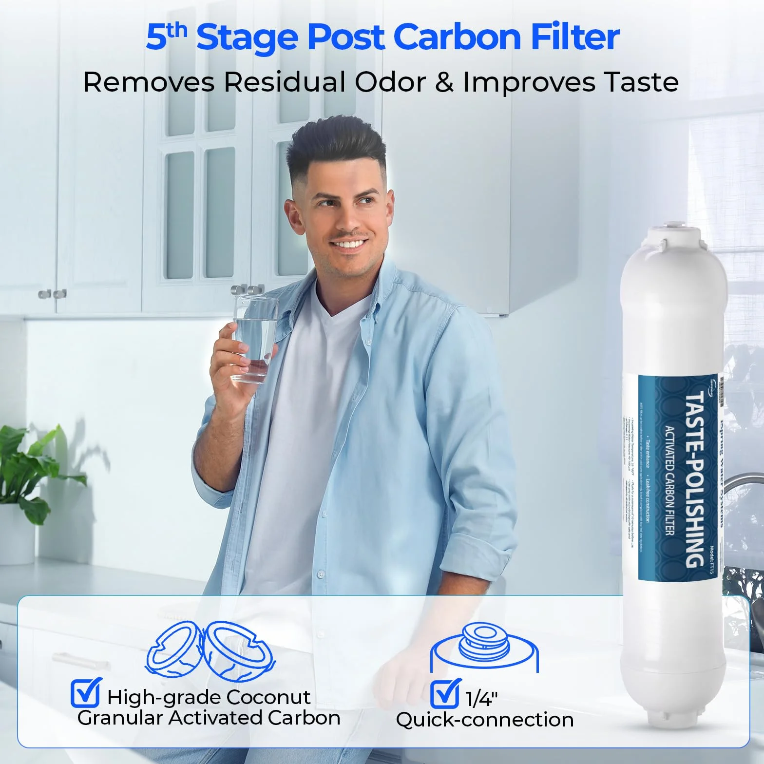 iSpring F9K Juego de Cartuchos de Repuesto Filtro de Agua de 1 Año para Sistemas de Ósmosis Inversa de Minerales Alcalinos de 6 Etapas, Blanco