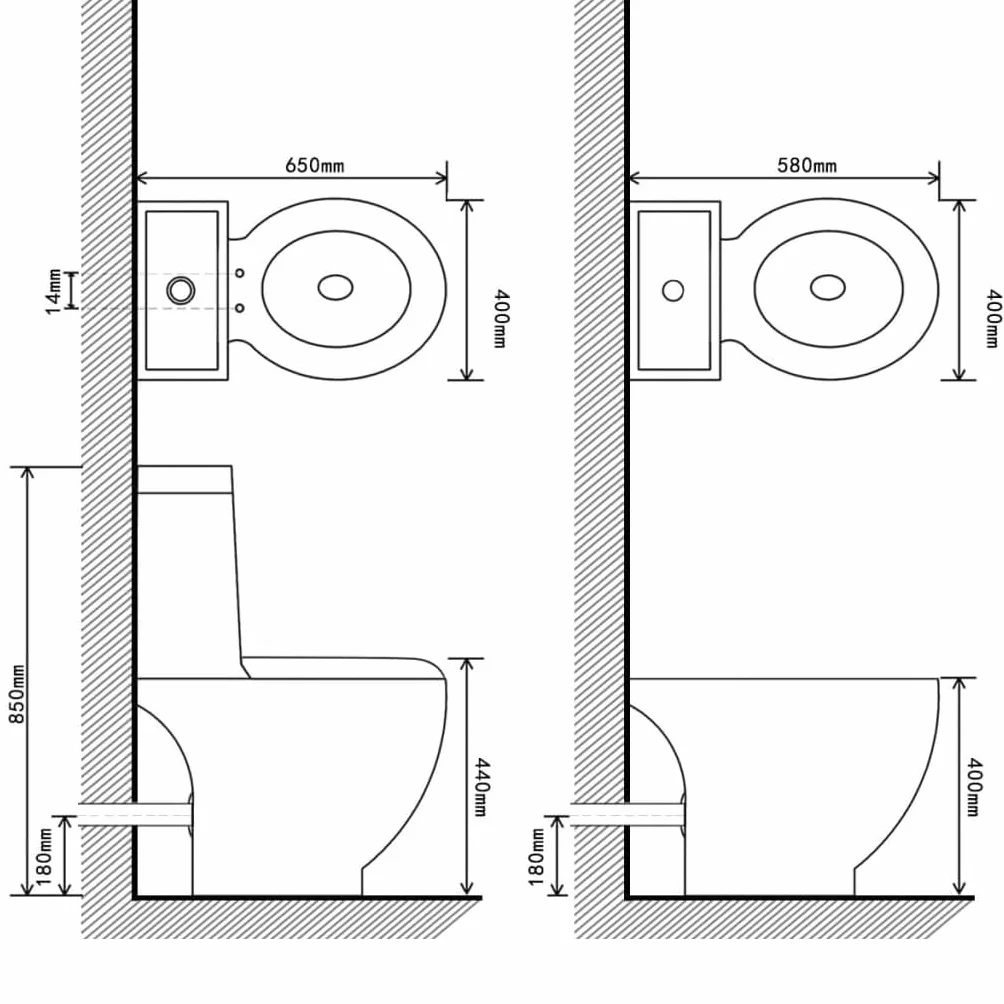 vidaXL Set de Inodoro y Bidé Suelo Pie Cerámica Negro Váter WC Retrete Bidet