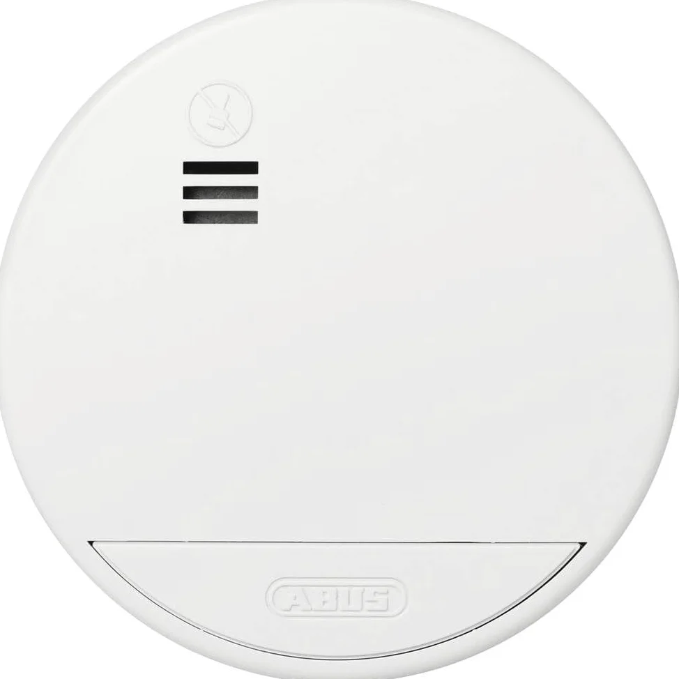 ABUS Detector de humo RWM90 – con batería reemplazable de 5 años – Certificado DIN EN14604 – adecuado para viviendas – 85 dB volumen de alarma – blanco