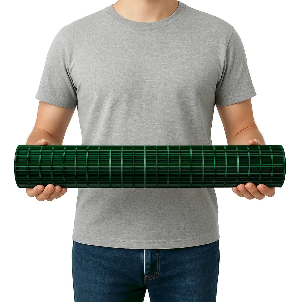 TECHZOCO Malla Metálica, Malla cuadrada de protección balcones, plastificado, Red plastificada, Malla de alambre plastificada, Cuadrada 19x19 mm, 300 gramos m2, 100 cm de alto x 500 cm largo, Verde.
