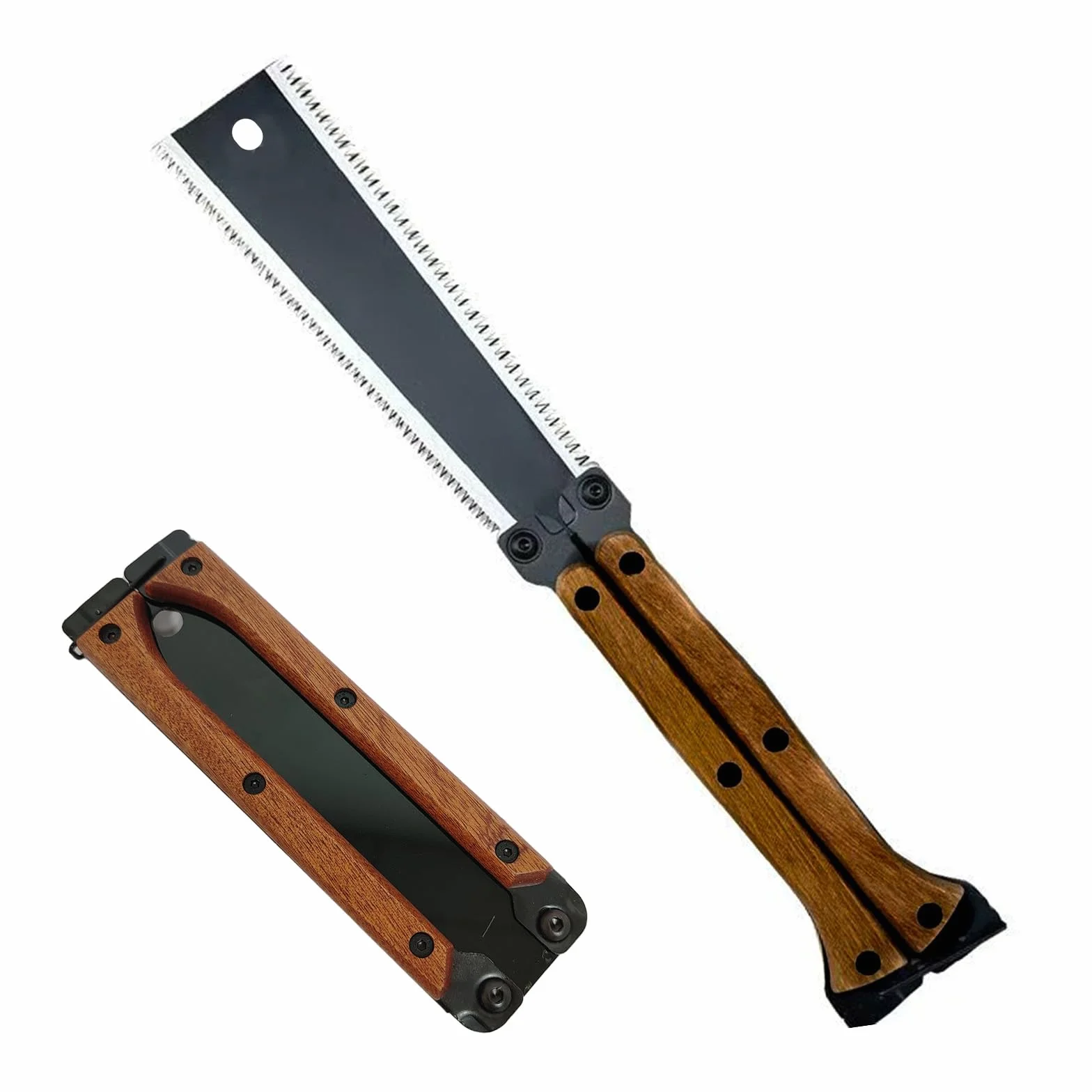 HAISHANG Sierra de Mano Japonesa Plegable de 16 cm con Hoja SK5 de Doble Filo 13/14 TPI, Dientes de Corte en Tres Caras, Sierra Portátil para Carpintería y Bricolaje