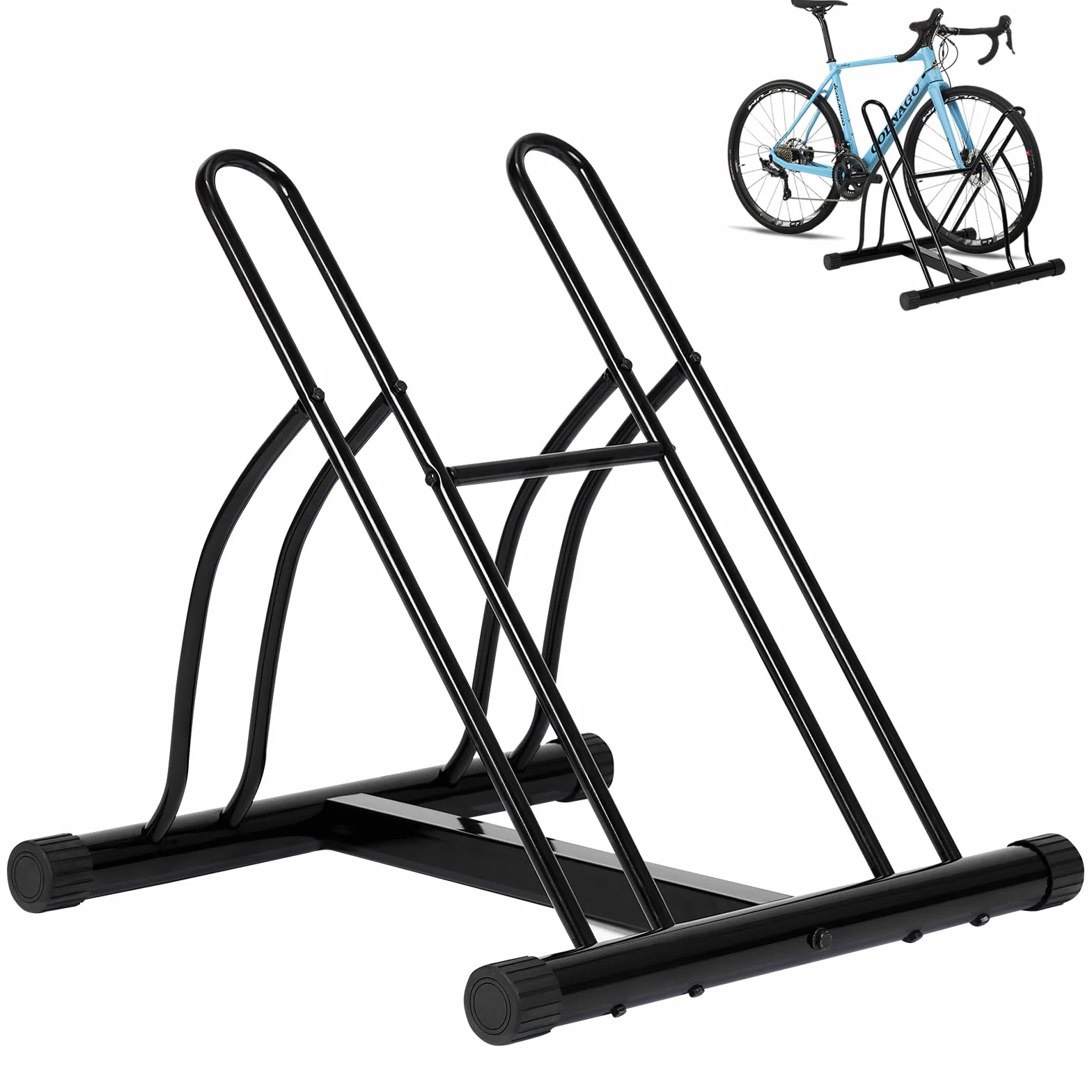 WOLTU Soporte para Bicicletas Exterior 2 Bicicletas Metálico Neumáticos 60 mm Negro
