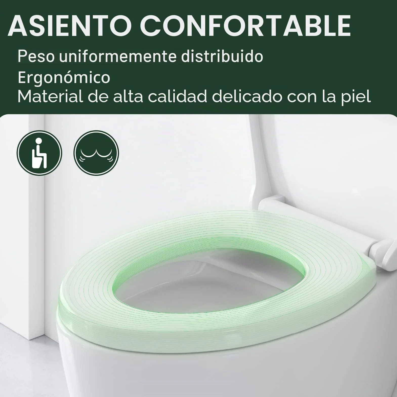 WOLTU Tapa de WC Tapa de Inodoro Asiento de Inodoro Bisagra de Cierre Suave Instalar Rápida