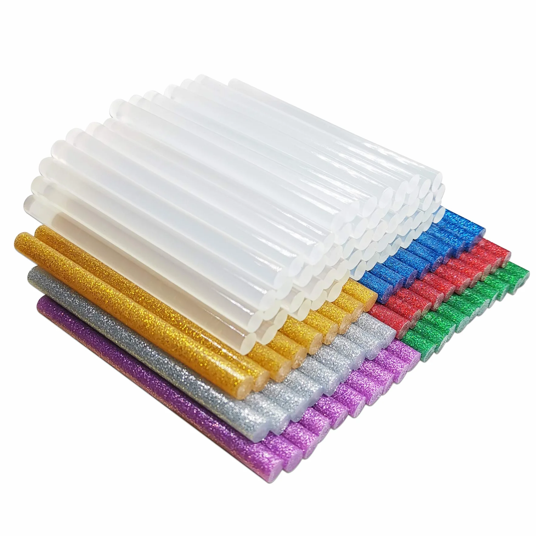 120 Barras de Pegamento Caliente 7x100mm, 60 Transparentes y 60 Brillantes para Pistola de Pegamento Termofusible de 7mm - 7 Colores Populares