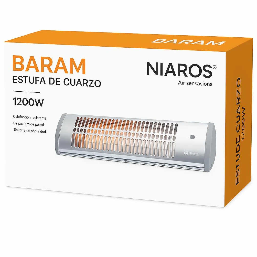 Estufa de Cuarzo 1200W | Estufa eléctrica bajo Consumo | Calefactor Infrarrojos | Estufa Infrarrojos | Estufa Pared baño