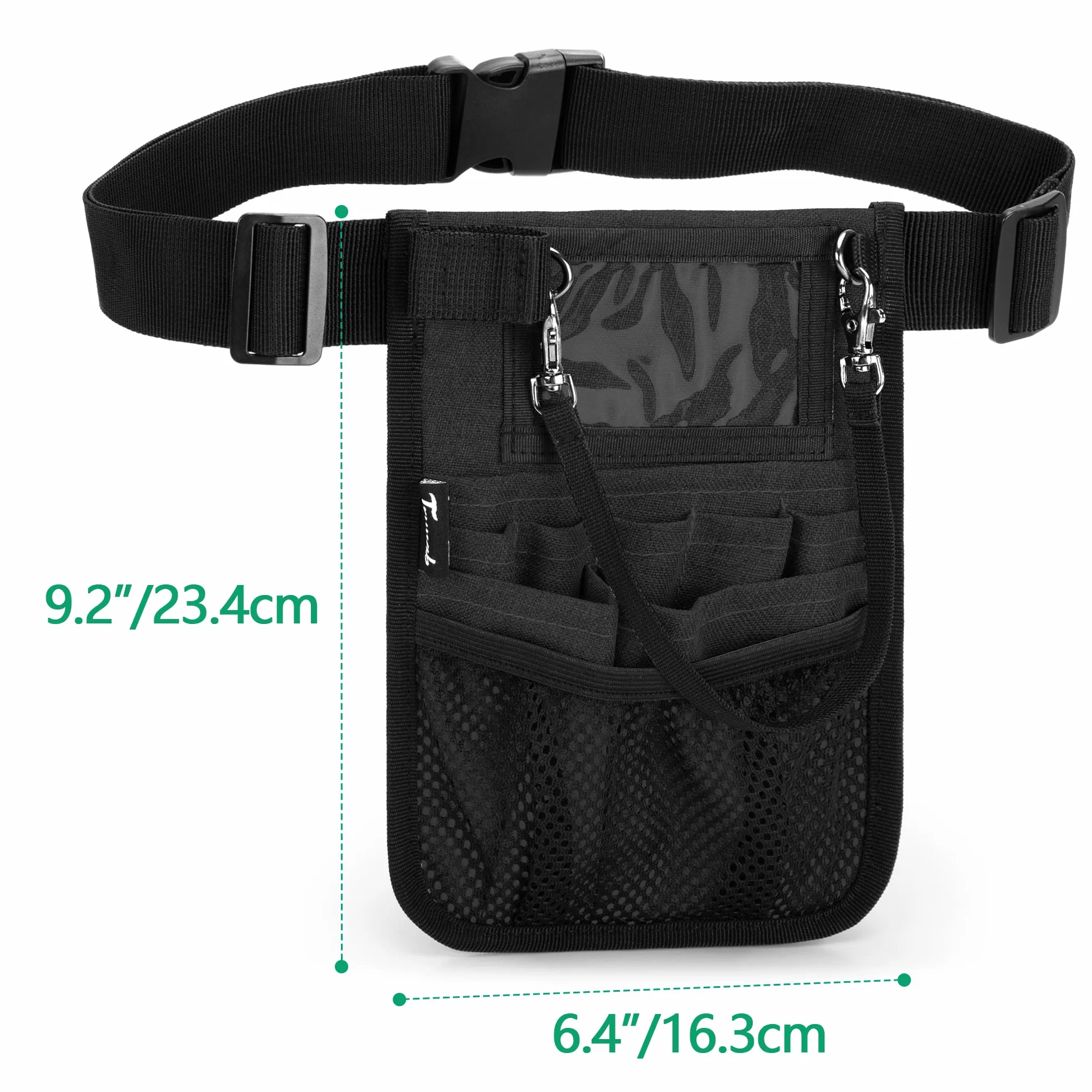 Trunab Riñonera de Enfermera con Soporte para Cinta, Organizador de Cinturón Ajustable, Negro