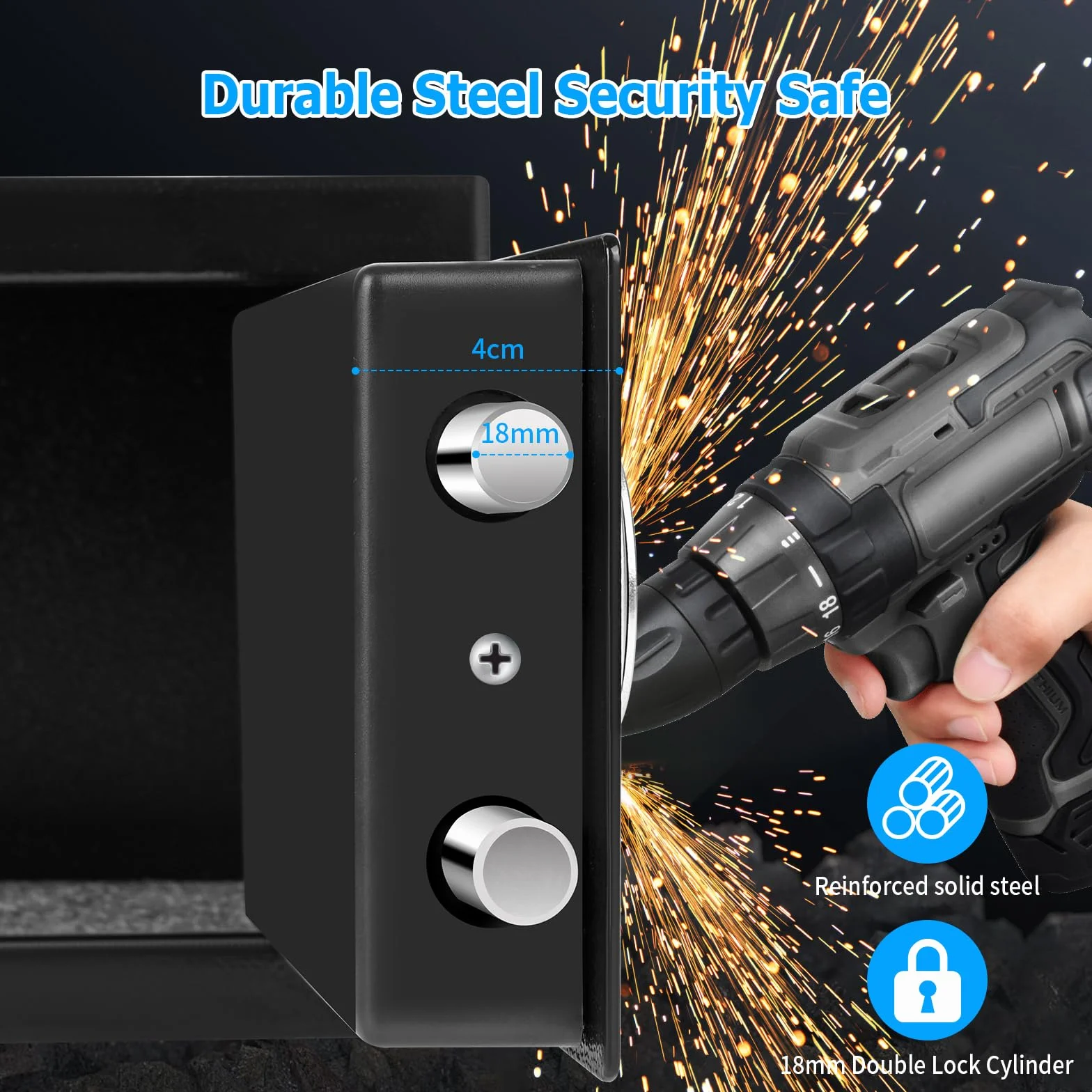 Caja Fuerte Pequeña Electrónica con Cerradura Digital 23x17x17cm Empotrable para Seguridad Hogar