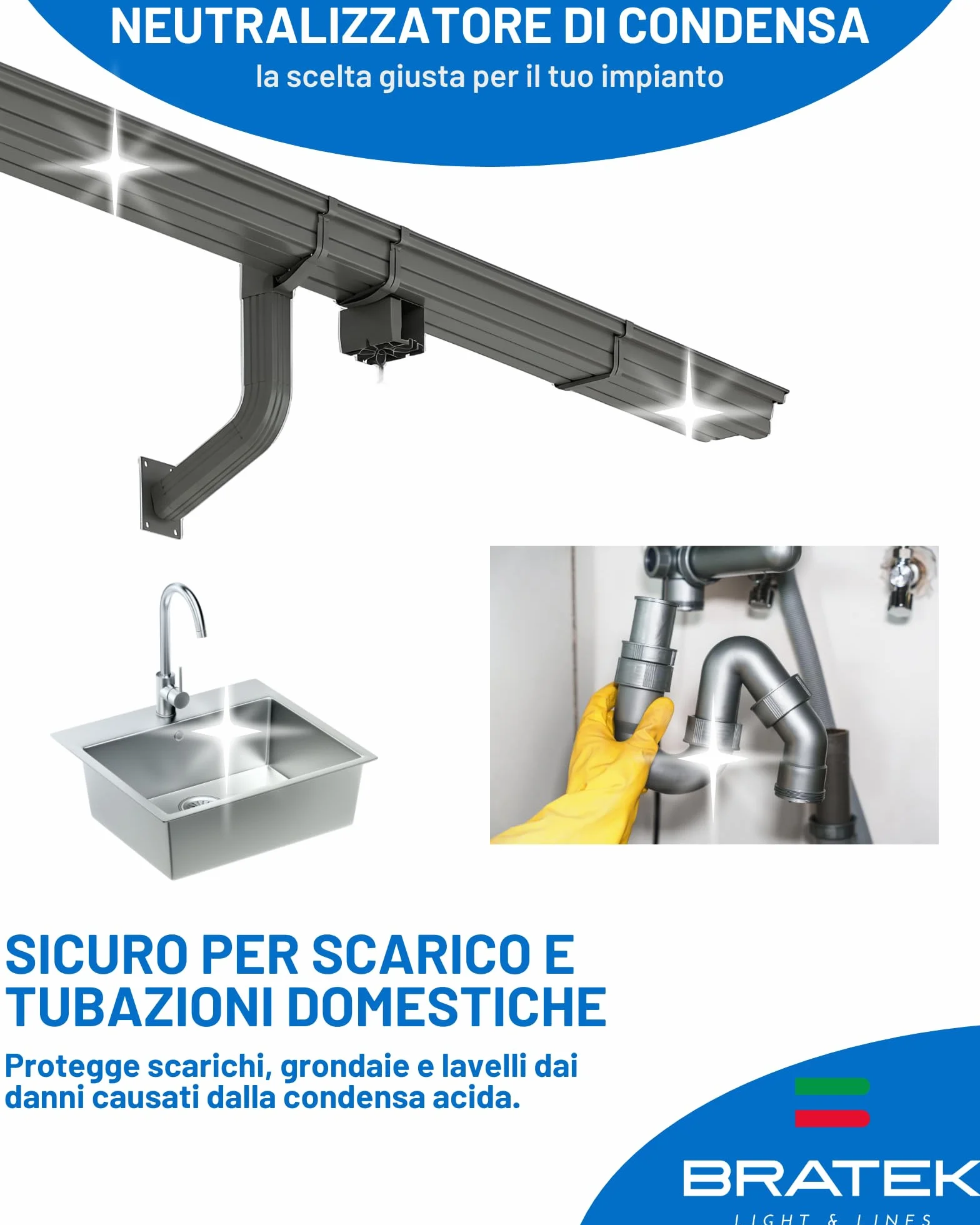 Bratek Filtro neutralizador de condensación de caldera – Filtro neutralizador de condensación ácida para caldera de condensación de hasta 35 kW – Neutraliza la acidez haciendo que el pH vuelva a los