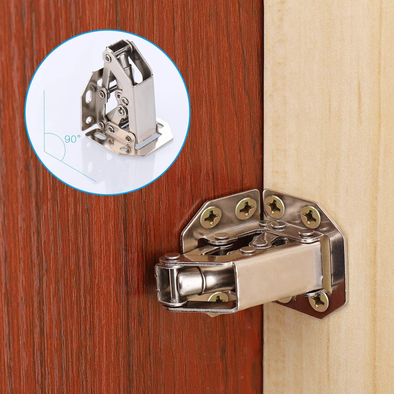 JIZZU 10 Piezas Bisagras Puertas Cocina, Bisagra Puertas Madera de Cierre Suave 90 Grados