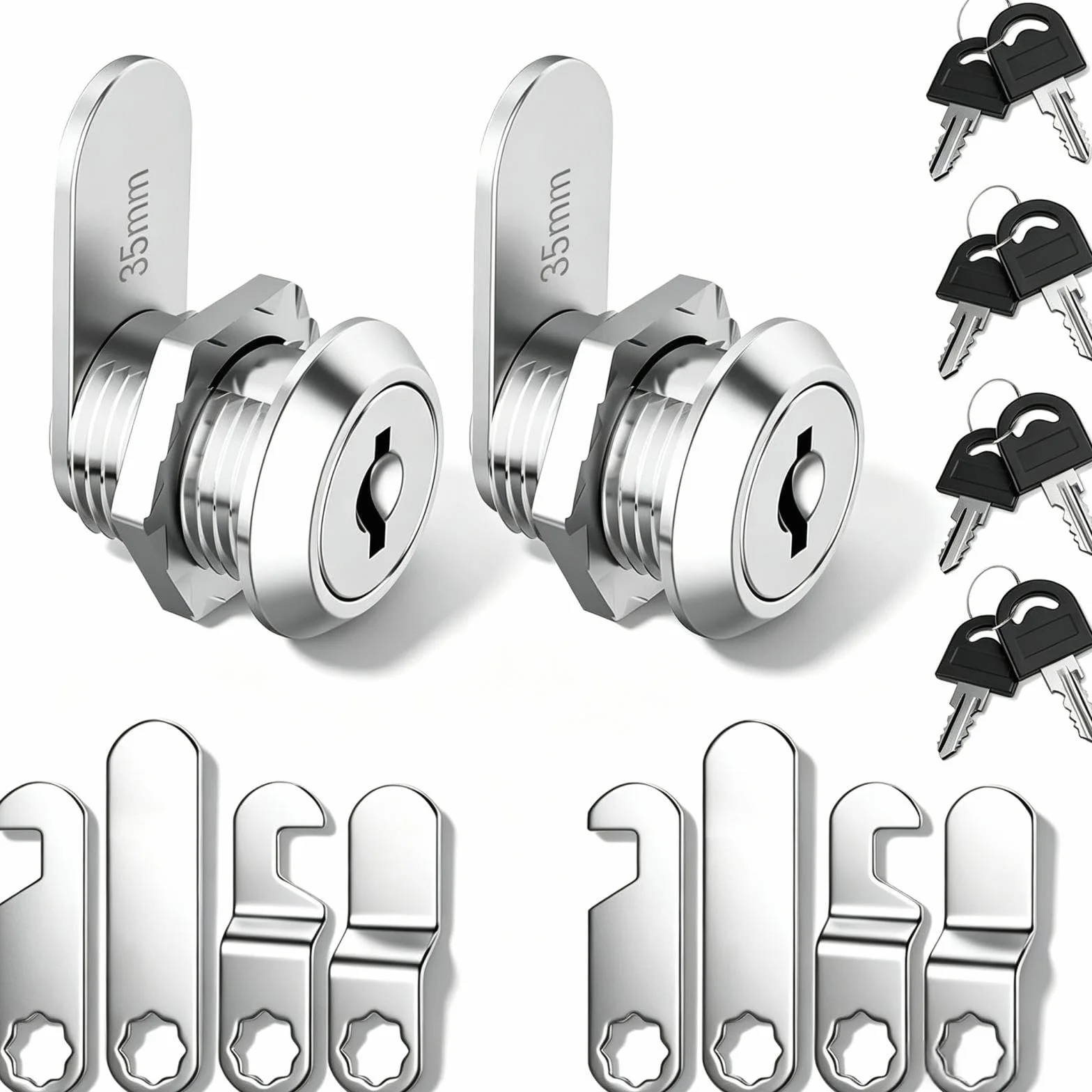 Cerradura Buzón 16mm, Cerradura Taquilla Vestuario, Bombín con 4 Llaves y 5 Placas