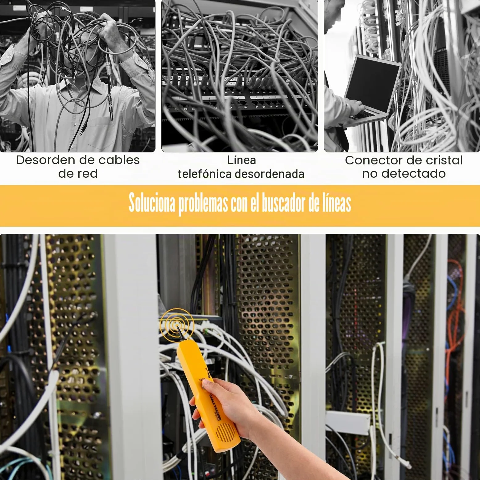 Probador de Circuito y Trazador de Cables, Generador de Tono, Probador de Cable de Red Enchufe RJ-11, Búsqueda y Localización, Continuidad del Circuito de Prueba