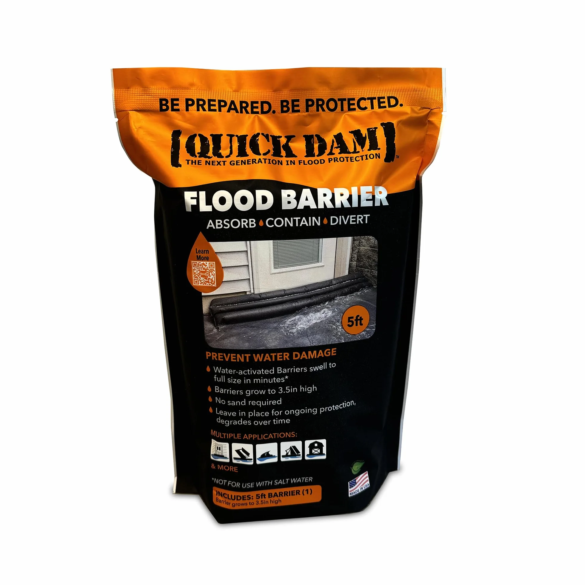 Quick Dam Barrera de contención activada por Agua, 1.5 m, 1 Unidad, QD65-1, 0V