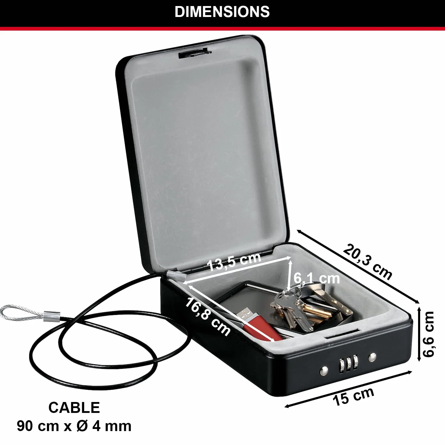 MASTER LOCK Caja Fuerte Compacta P005CEURBLKHRO con Cable Combinación para Objetos de Valor Smartphone