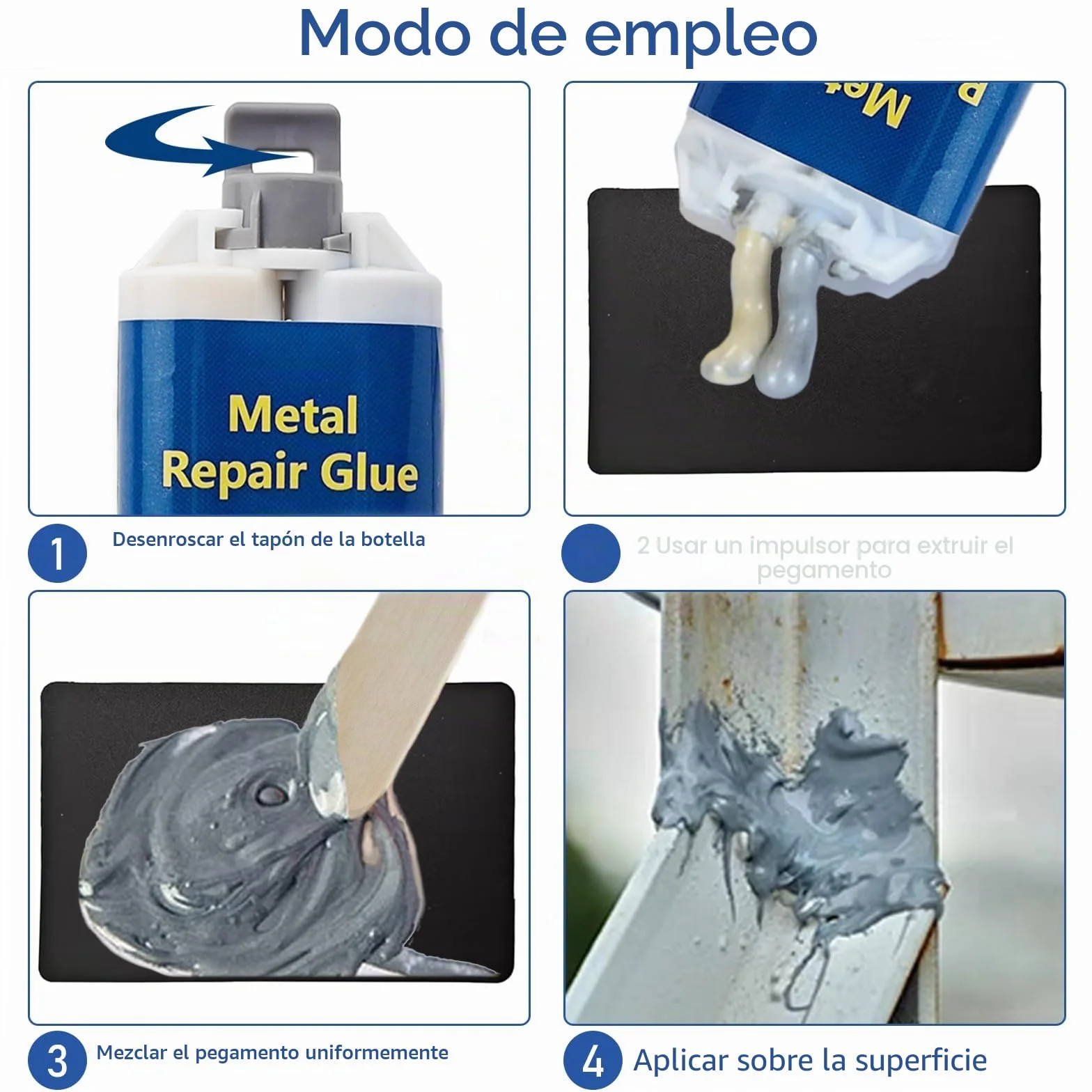 EIGTWEN Pegamento metálico resistente al calor, adhesivo extra fuerte para reparación de grietas y roturas en metal, acero inoxidable, plástico, madera