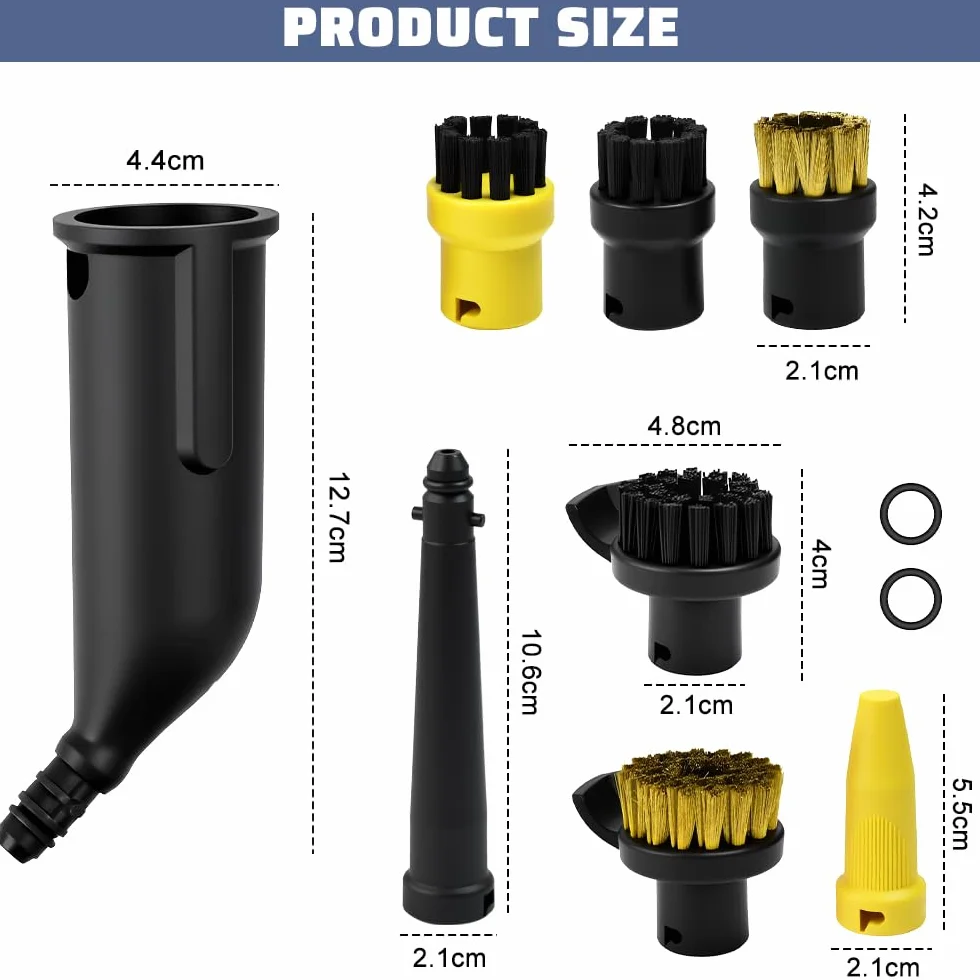 Juego de Accesorios de 10 Piezas Para Limpiadores a Vapor Kärcher Sc1 Sc2 Sc3 Sc4 Sc5, Con Boquilla Extendida, Boquillas Curva, Cepillo Redondo, Boquilla Para Lechada y Junta