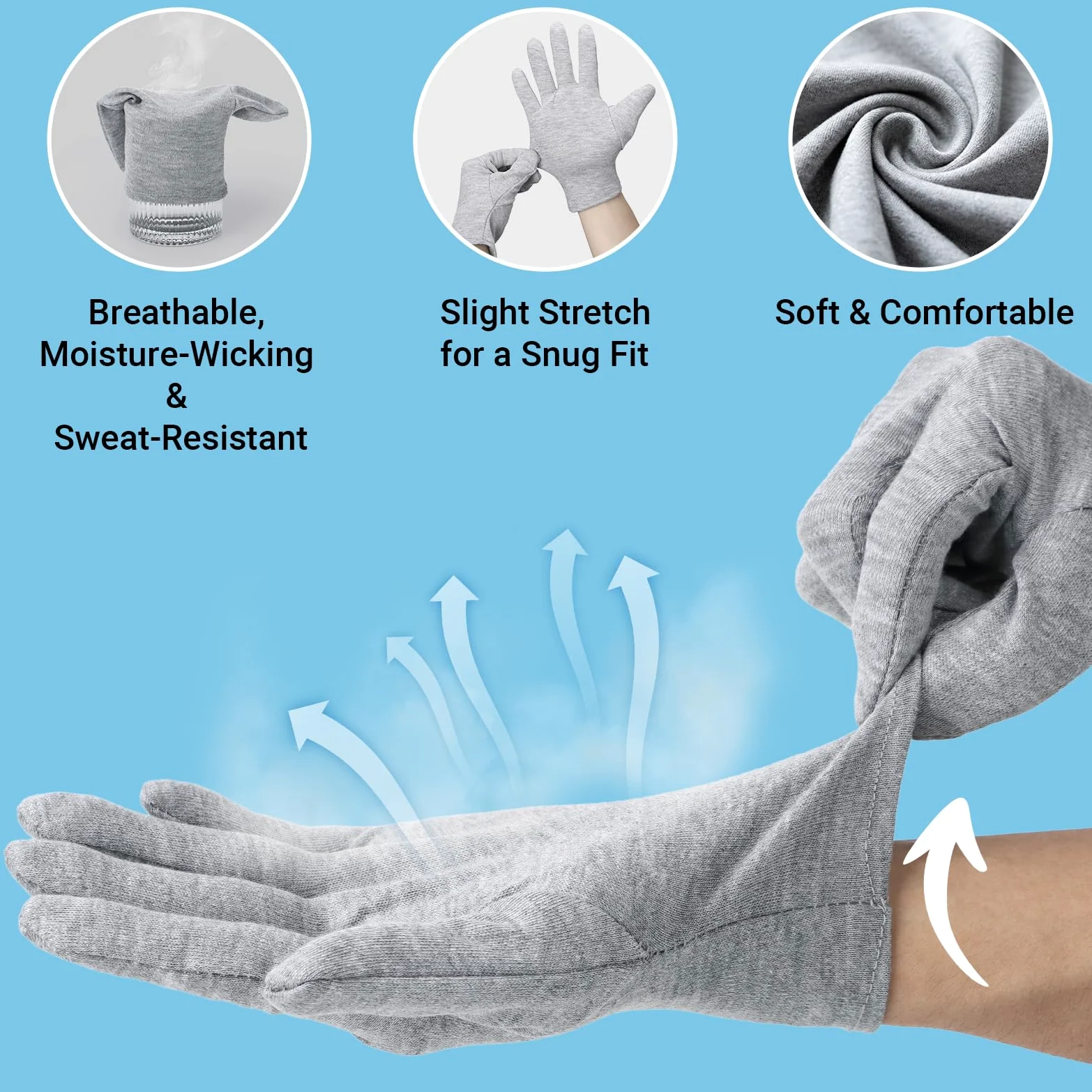 Gris Guantes Algodon - Guantes de Trabajo 20 Pares (40 Piezas) - Grande L 25CM Cotton Gloves para Jardinería Manualidades - Gris Guante Work de Limpieza Tareas Domésticas