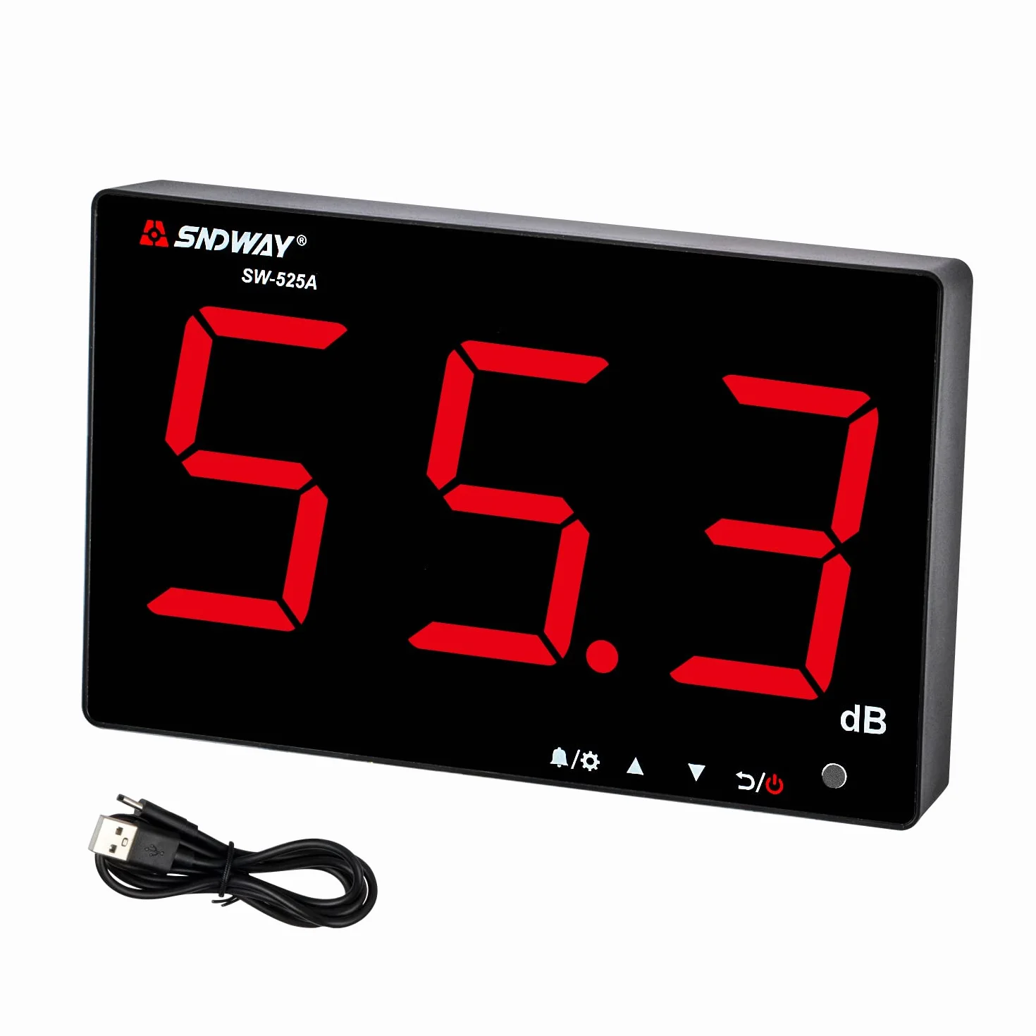Medidor de decibelios 30 dB de 130 dB, medidor de nivel de sonido para colgar en la pared con luz de fondo, medidor de db con pantalla grande, alarma para áreas públicas/restaurantes/aulas