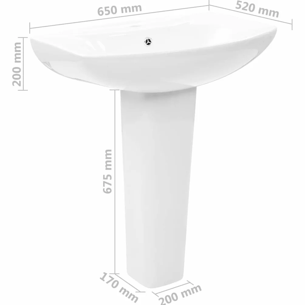 Festnight Lavabo de pie Lavabo con Pedestal en Cerámica Blanco 65x52x20 cm