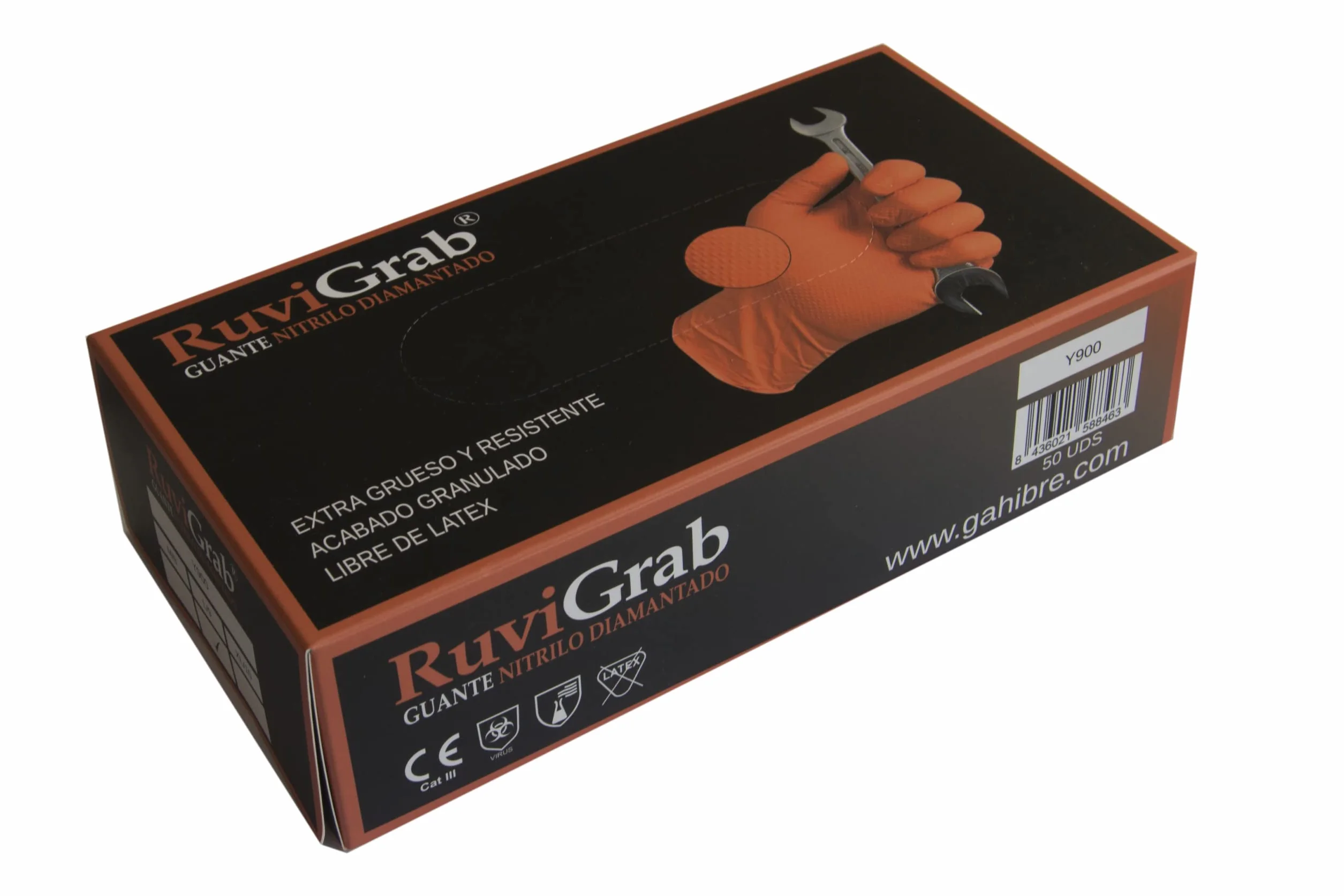 Ruvigrab Guante de Trabajo Desechable de Nitrilo Diamantado Naranja