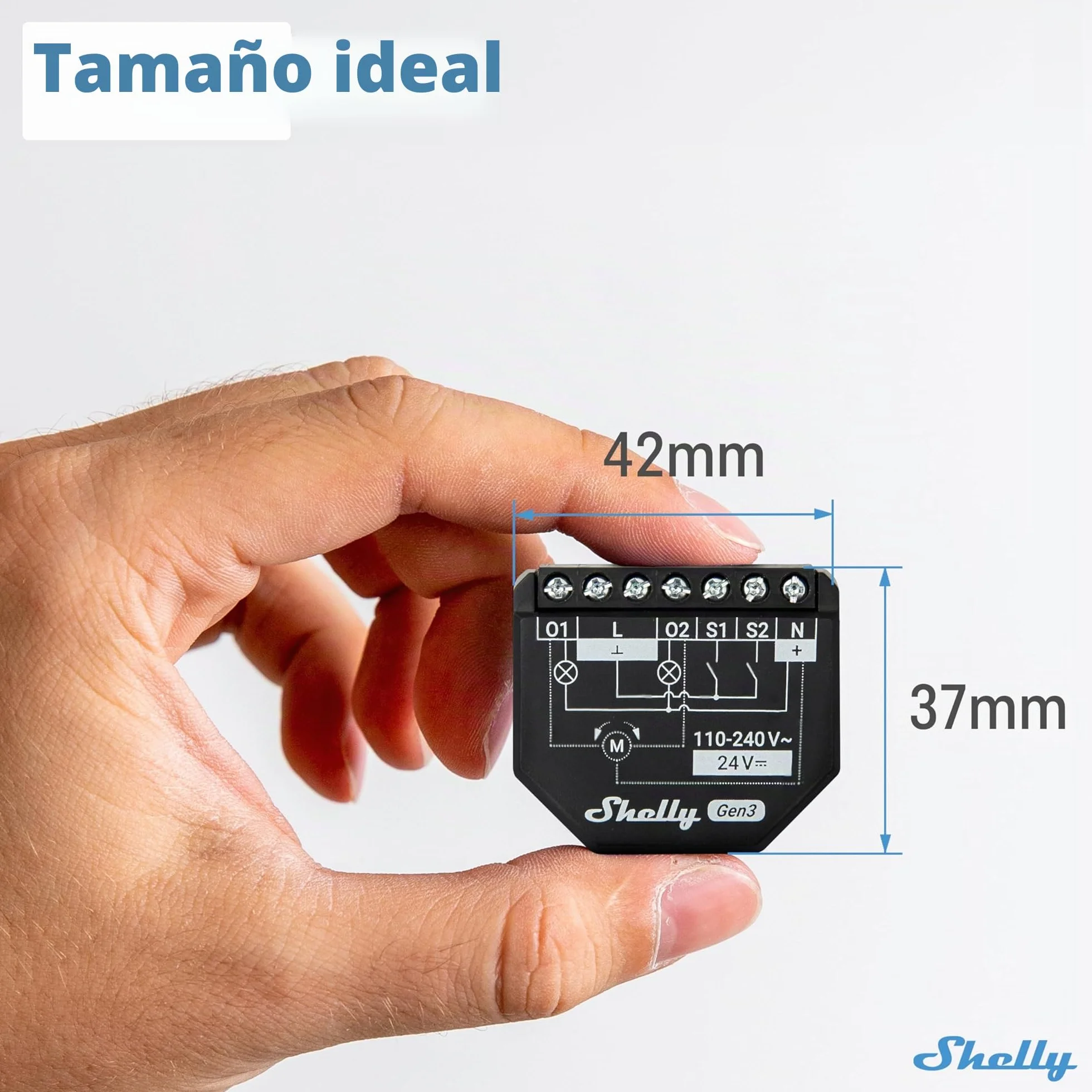 Shelly 2PM Gen3 - Relé Interruptor de persianas inalàmbrico, 2 Canales - 16 A, Wi-Fi & Bluetooth, con Medidor de consumo, Control de app iOS Android y Temporizador, Alexa, Google Home - 4 Piezas